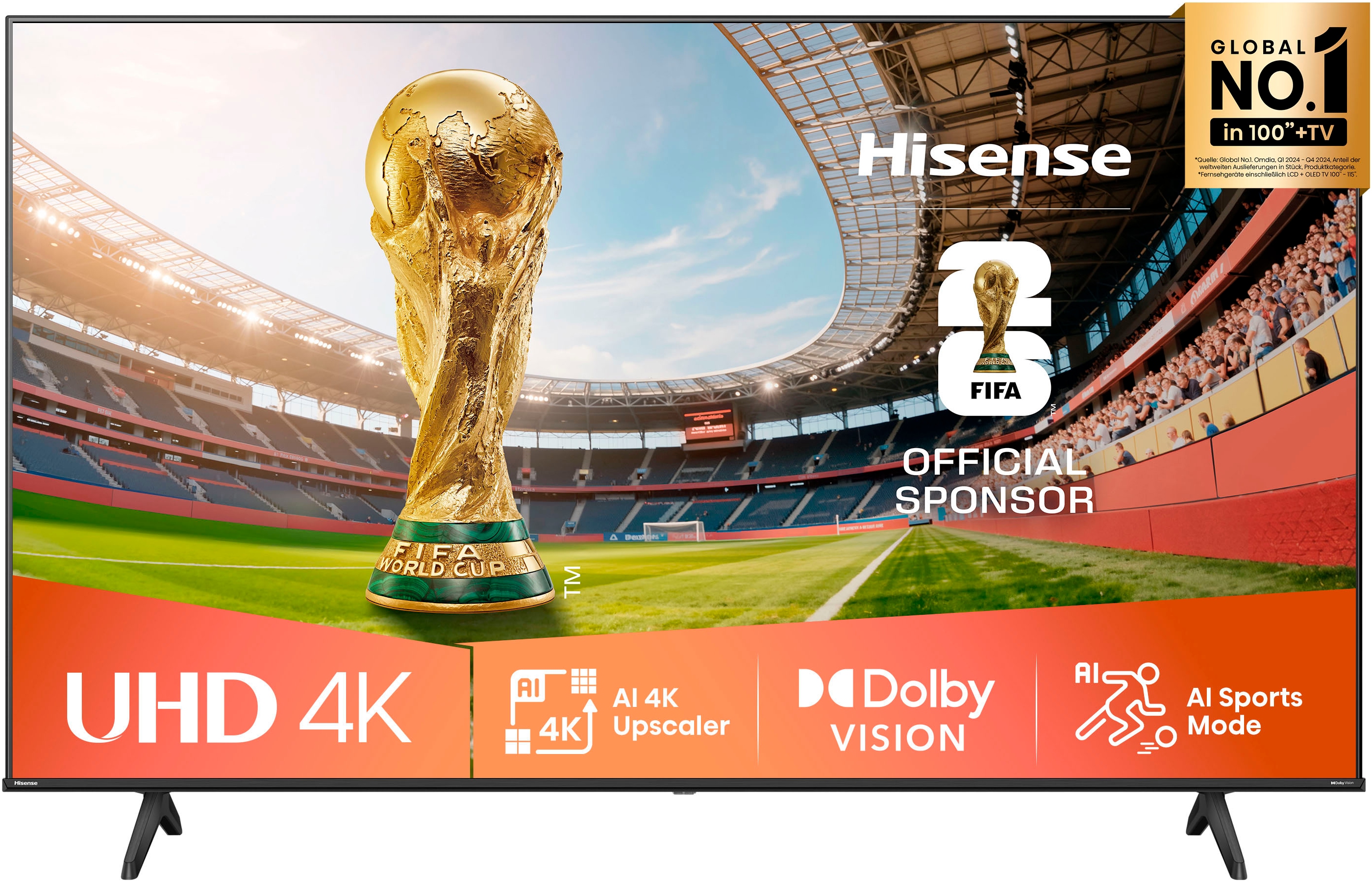 HISENSE LED-Fernseher "65E6NT", 65, schwarz, Fernseher, 4K UHD
