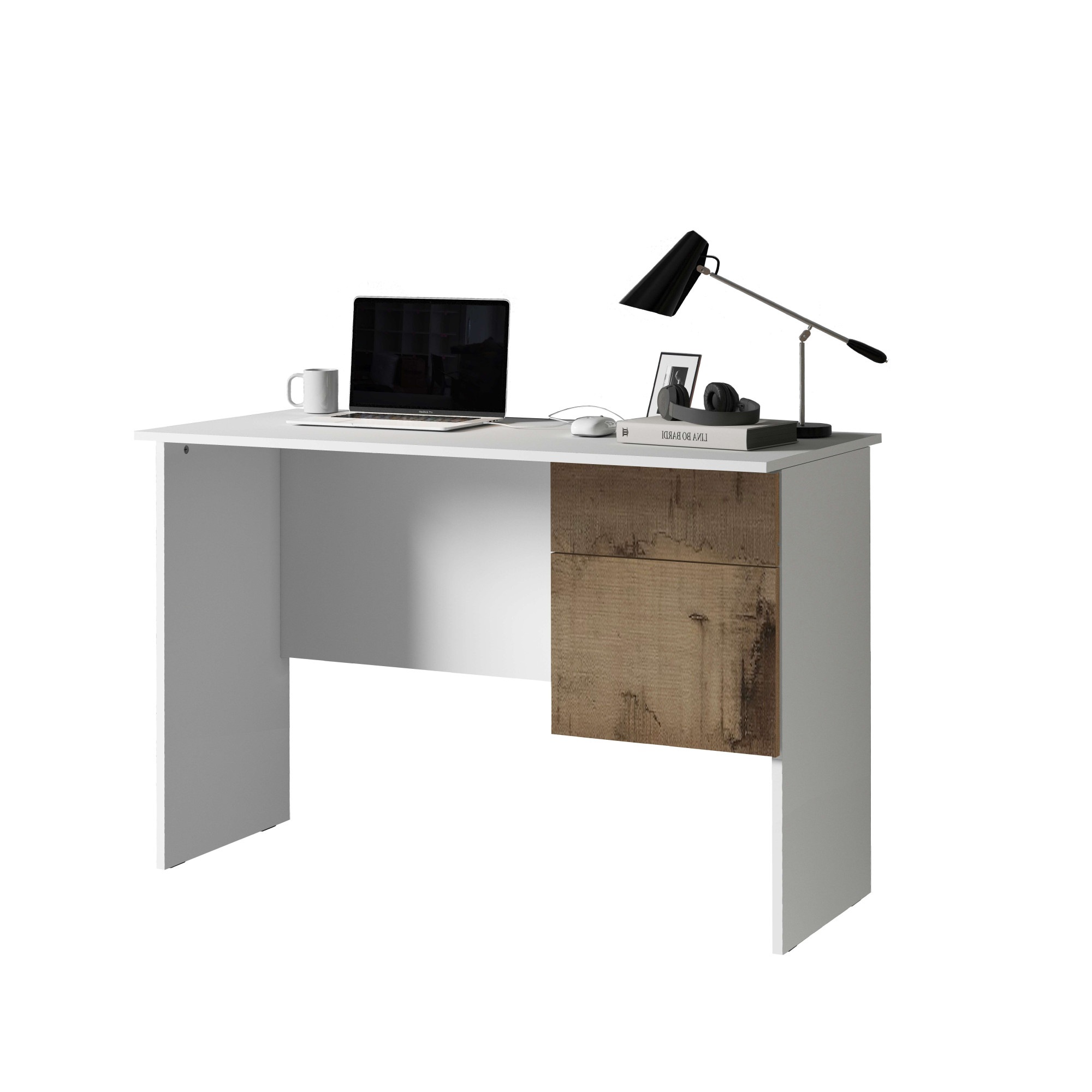 Schreibtisch HOME AFFAIRE "Coro, kleiner Computertisch, Bürotisch", weiß (weiß matt, ahorn, weiß), B:110cm H:75cm T:50cm, Tische, Schreibtisch, mit 1 Tür & 1 Schublade, Breite 110 cm, Made in Italy 3