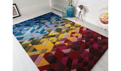 FLAIR RUGS Wollteppich »Lozenge«, rechteckig, Kurzflor, Retro Muster | BAUR