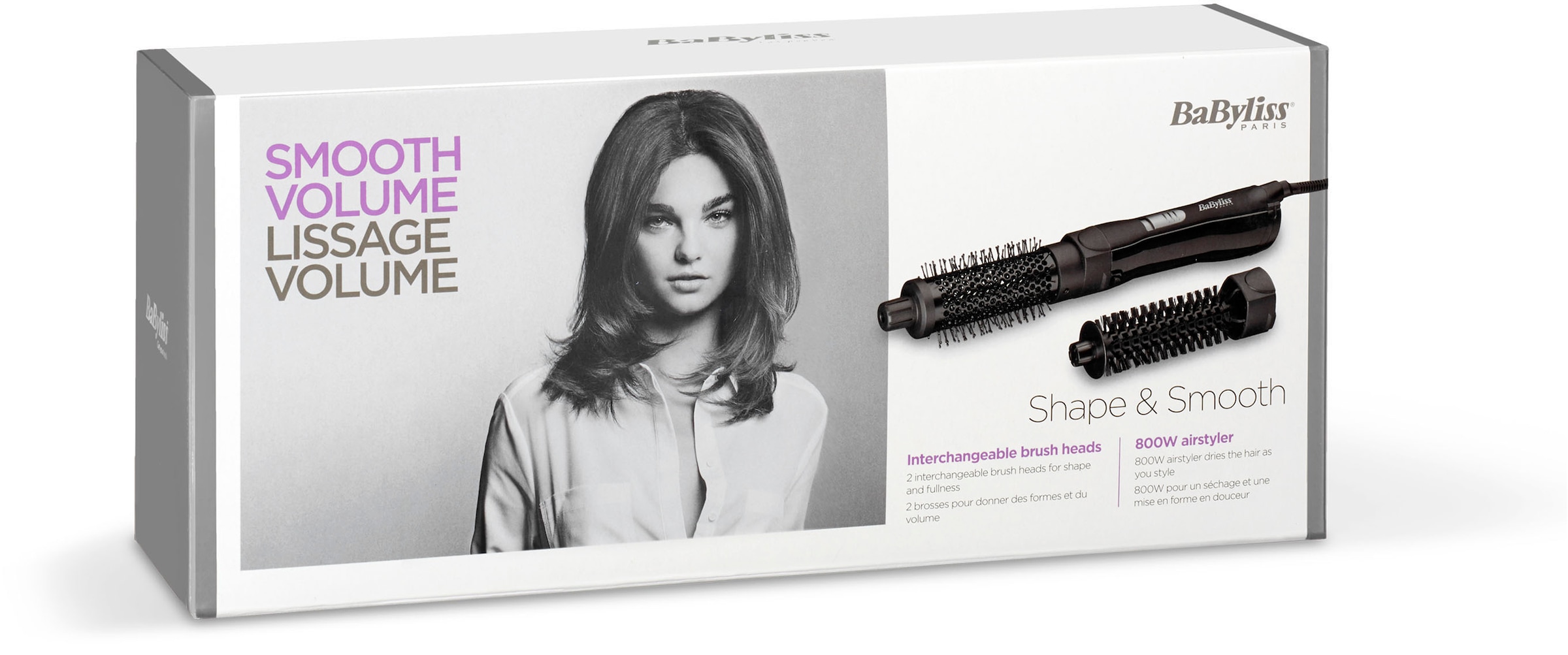 BaByliss Warmluftbürste »AS82E Shape & Smooth«, 2 Aufsätze, mit 2 Aufsätzen