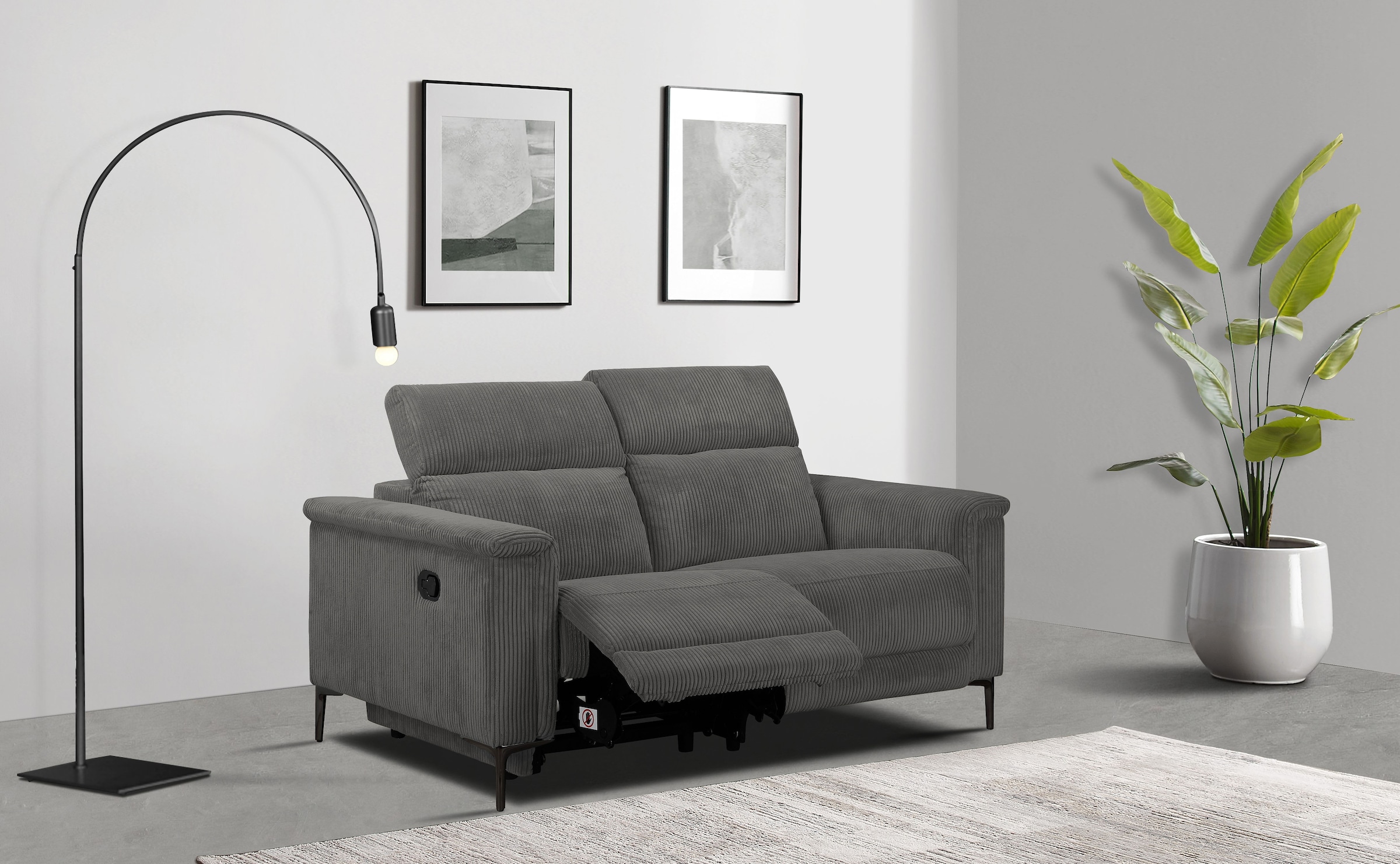OTTO home 2-Sitzer »LUND Cord, 160 cm, manuelle o. elektrische Relaxfunktion« USB-C bei elektrischer Ausführung, mit Kopfteilverstellung