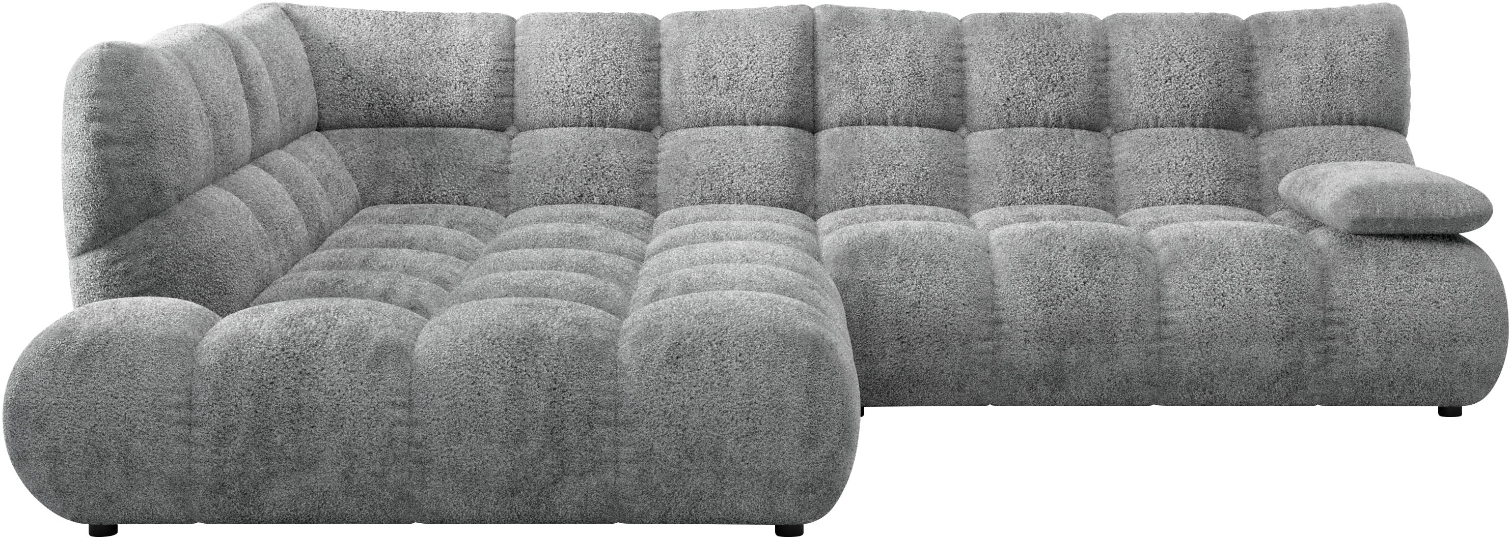 Home affaire Ecksofa "Cozy Bubble, mit klappbarer Armlehne, Breite 289 cm" mit eleganter Steppung, Rundumbezug & weicher Polsterung