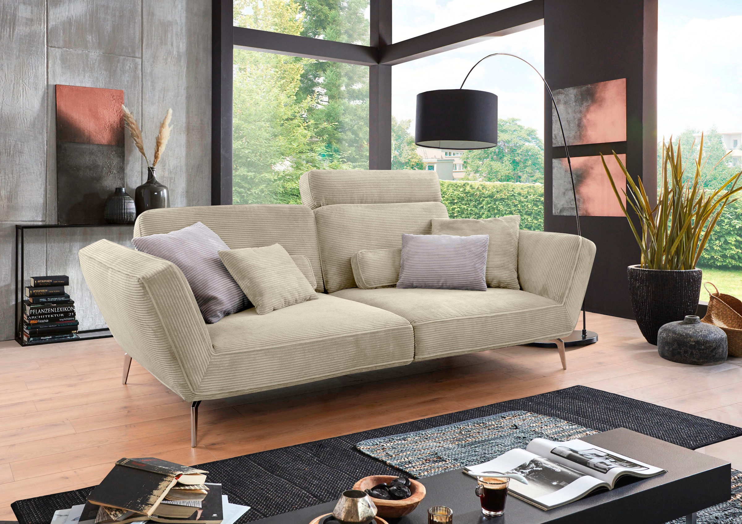 set one by Musterring Big-Sofa "SO 4500", Füße in zwei Farben, wahlweise mit Kopftütze, Breite 260cm