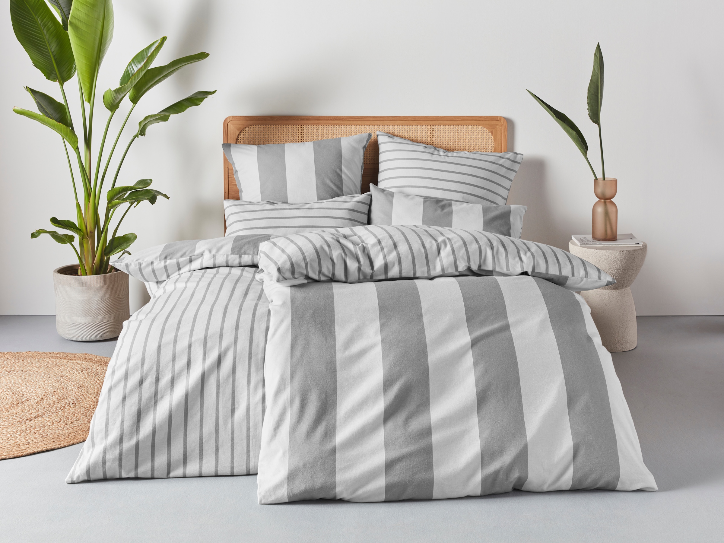 OTTO home Wendebettwäsche "Sari in verschiedenen Qualitäten" 2 Stk. ab Gr. 135x200 cm, Wendedesign, moderne Bettwäsche mit Streifen