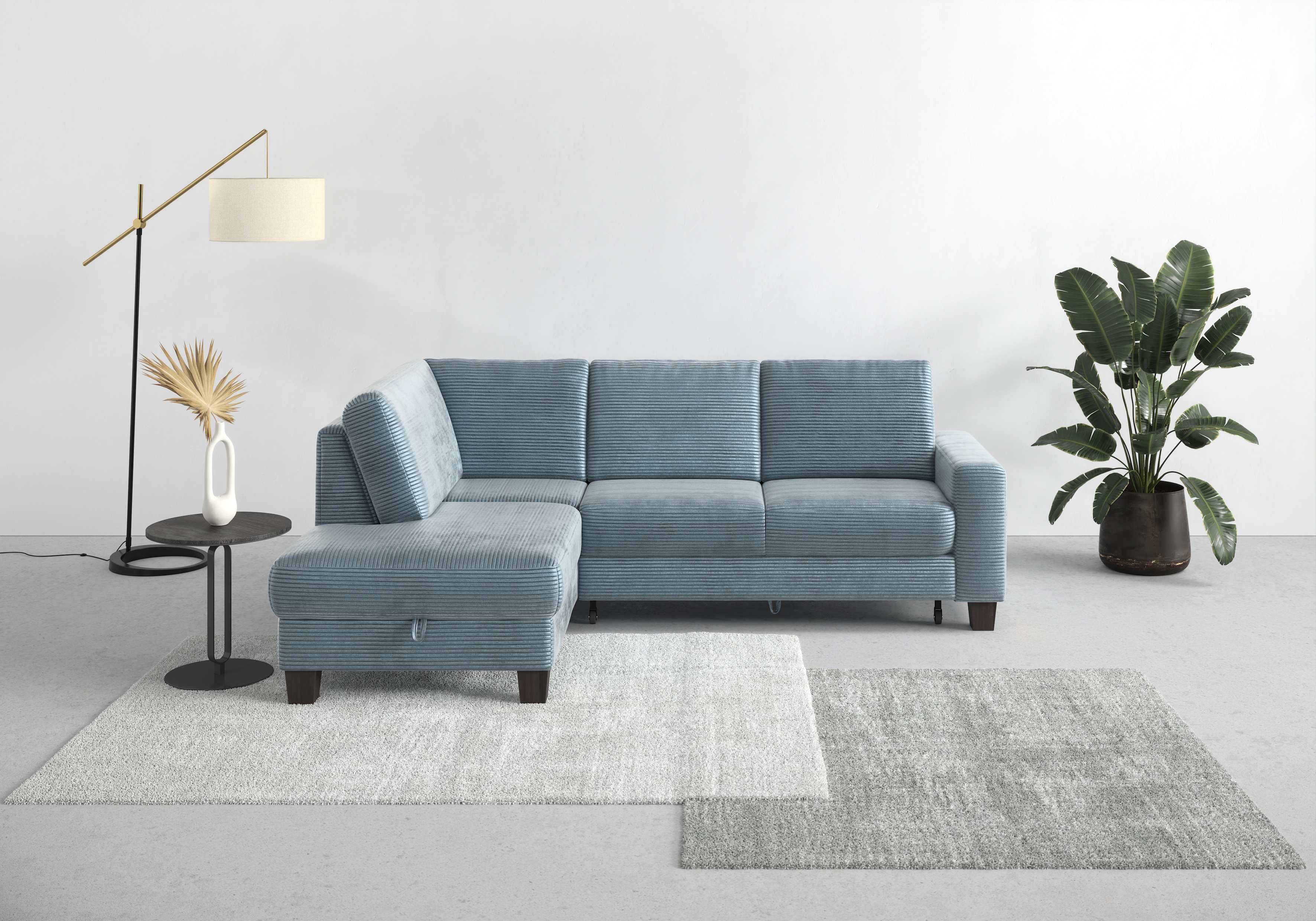 OTTO home Ecksofa "Summer L-Form" mit Ottomane, mit oder ohne Schlaffunktion und Bettkasten, Cord-Bezug