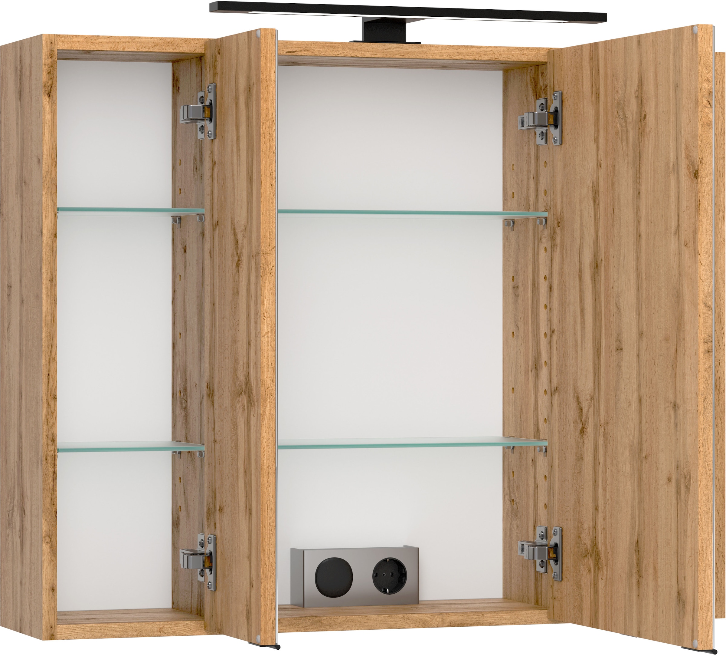 welltime Spiegelschrank, Welltime, Breite 80 cm, mittlere Tür reversibel, gedämpft