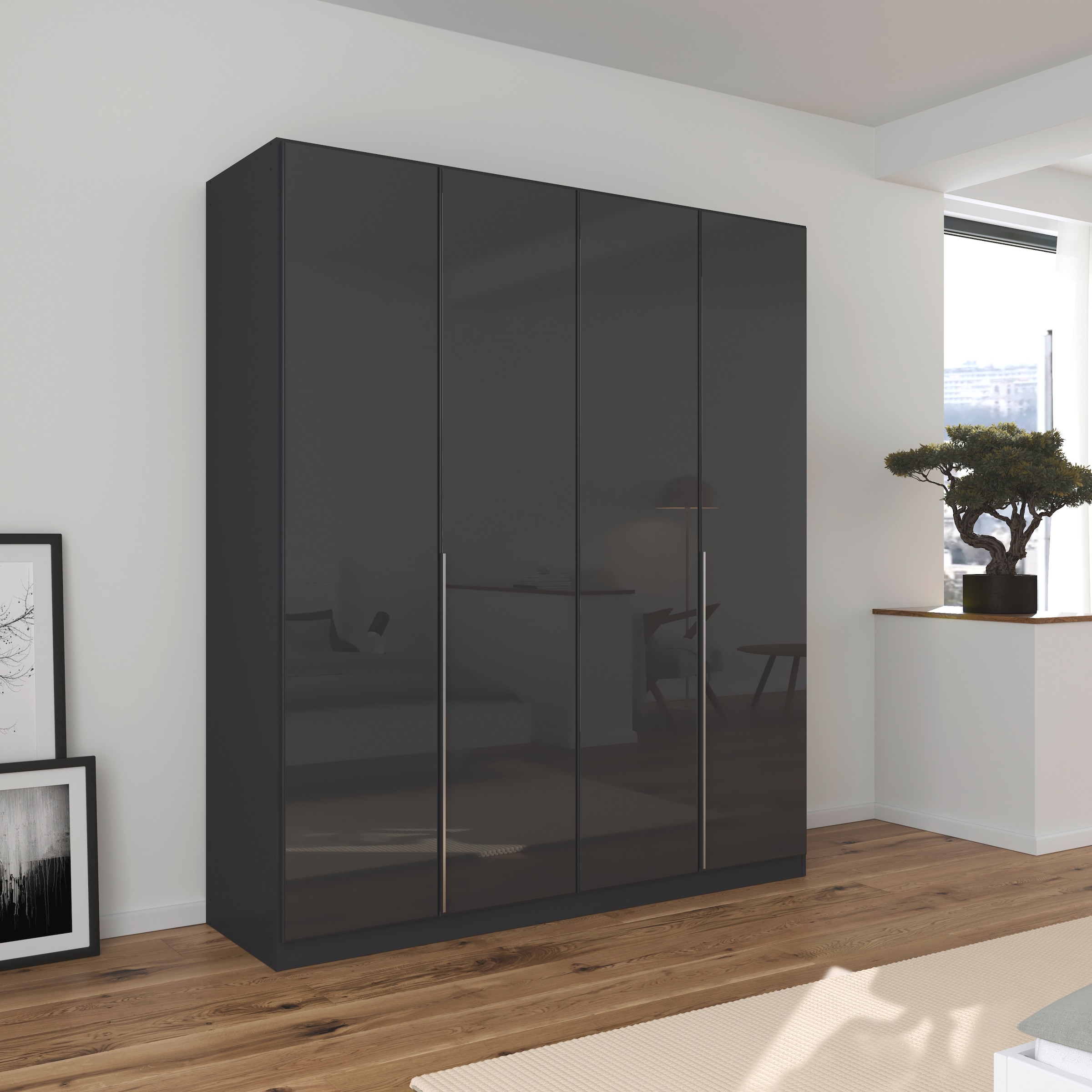 rauch Drehtürenschrank »Kleiderschrank Kleiderschränke Schrank Garderobe AGORDO mit Glasfront«, (in zwei Griff-Farben), durchdachte Innenausstattung, in 6 Breiten und 2 Höhen MADE IN GERMANY