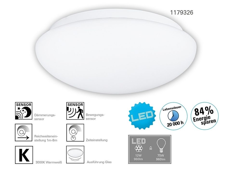 näve LED Deckenleuchte »Bergen«, Leuchtmittel LED-Board | LED fest integriert, mit Sensor