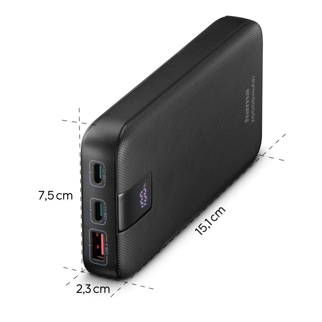 Hama Powerbank »Power Pack 20000 mAh, Schnellladen, 2x USB-C 1x USB-A, mit Ladekabel«, 20000 mAh, Schnellladefunktion mit Power Delivery, Qualcomm® Quick Carge™ 3.0