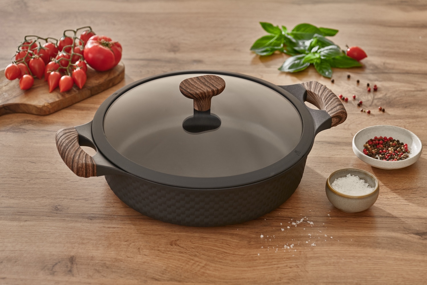 RESTO Kitchenware Bräter »Ran, Kochtopf antihaftbeschichtet und spülmaschinenfest«, Aluminiumguss, (2 tlg.), Geeignet für alle Herdarten, auch Induktion, im Geschenkkarton