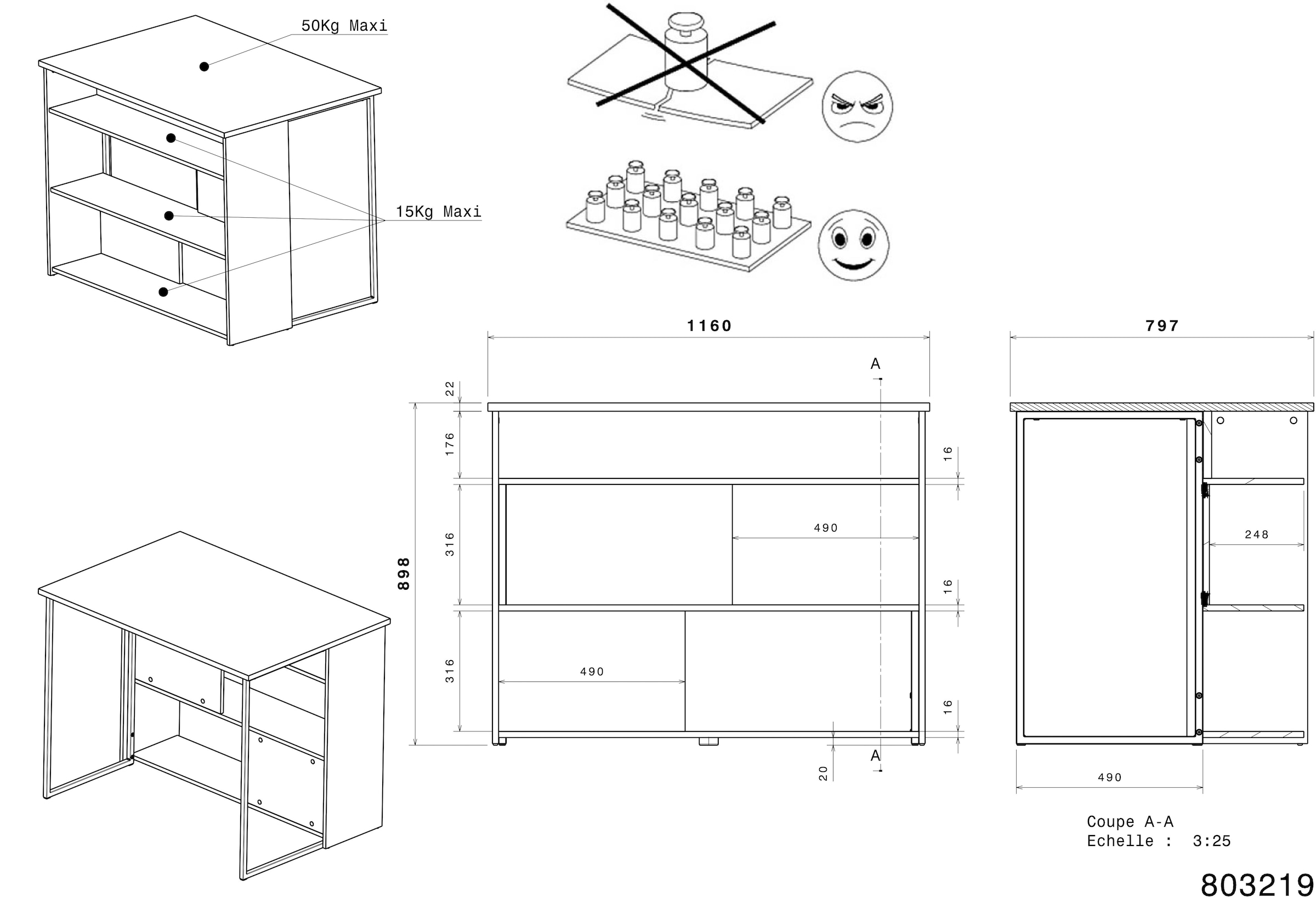 Parisot Schrank-Set »Socool 1, Theke und Küchenbuffet, Made in Europe, viel Stauraum«, (2 St.), TOPSELLER! Theke als Tresen nutzbar