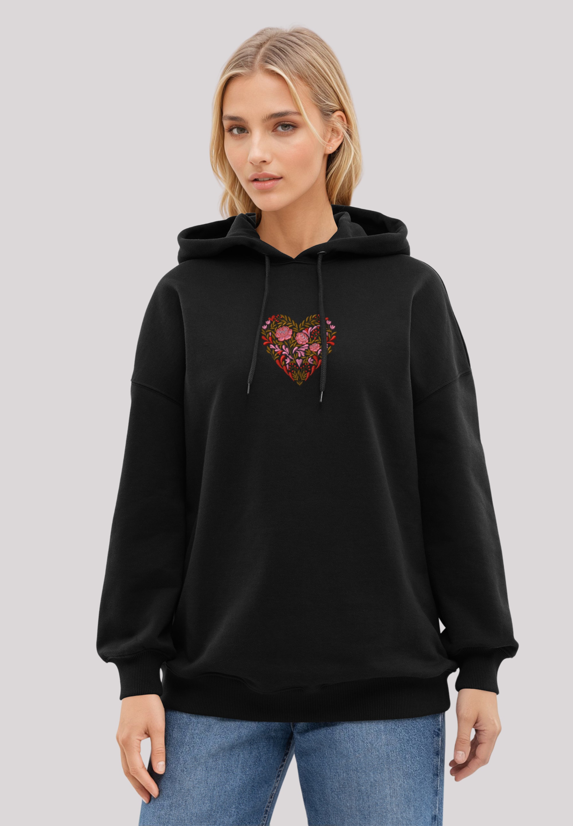 F4NT4STIC Kapuzenpullover "Blumen Herz bestickt", bestickt, Premium Qualitä günstig online kaufen