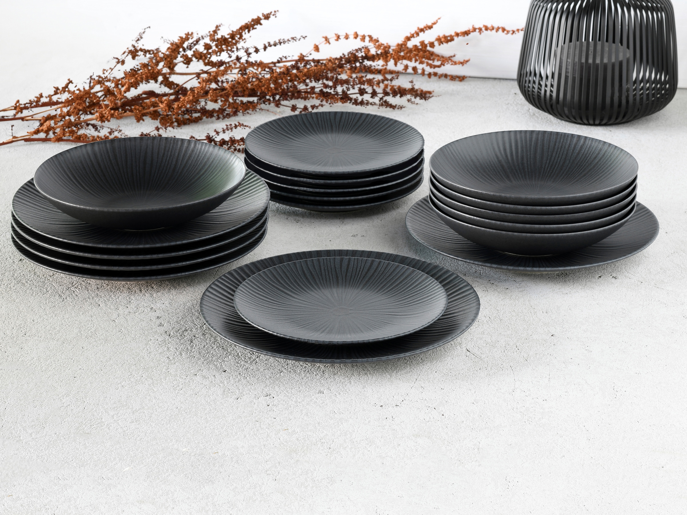 CreaTable Teller-Set »Vesuvio, Tellerset 18-tlg.« Eleganz, Vulkanoptik