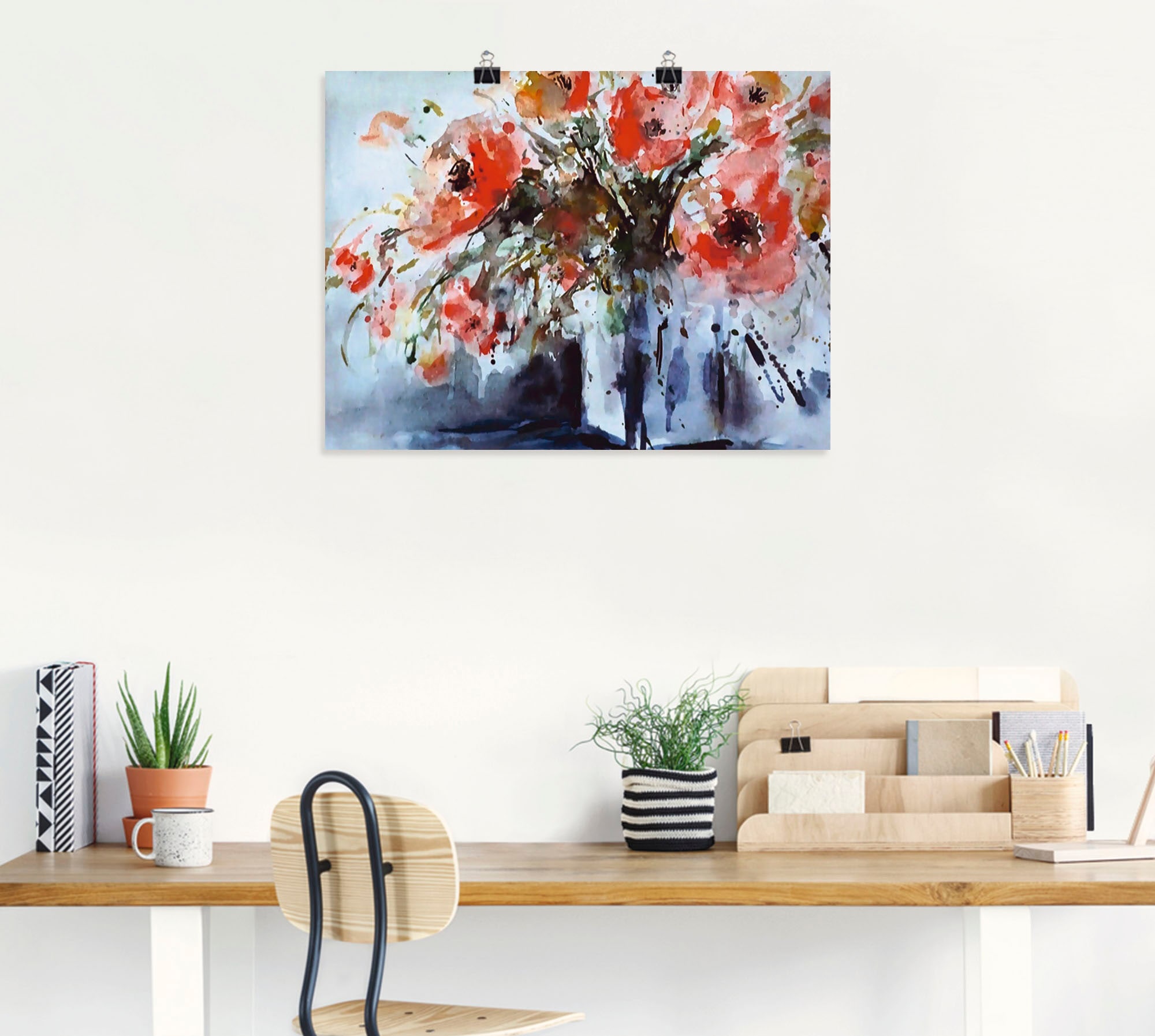 Artland Poster »Mohn in Vase«, Blumen, (1 St.), als Alubild, Leinwandbild, Wandaufkleber oder Poster in versch. Größen