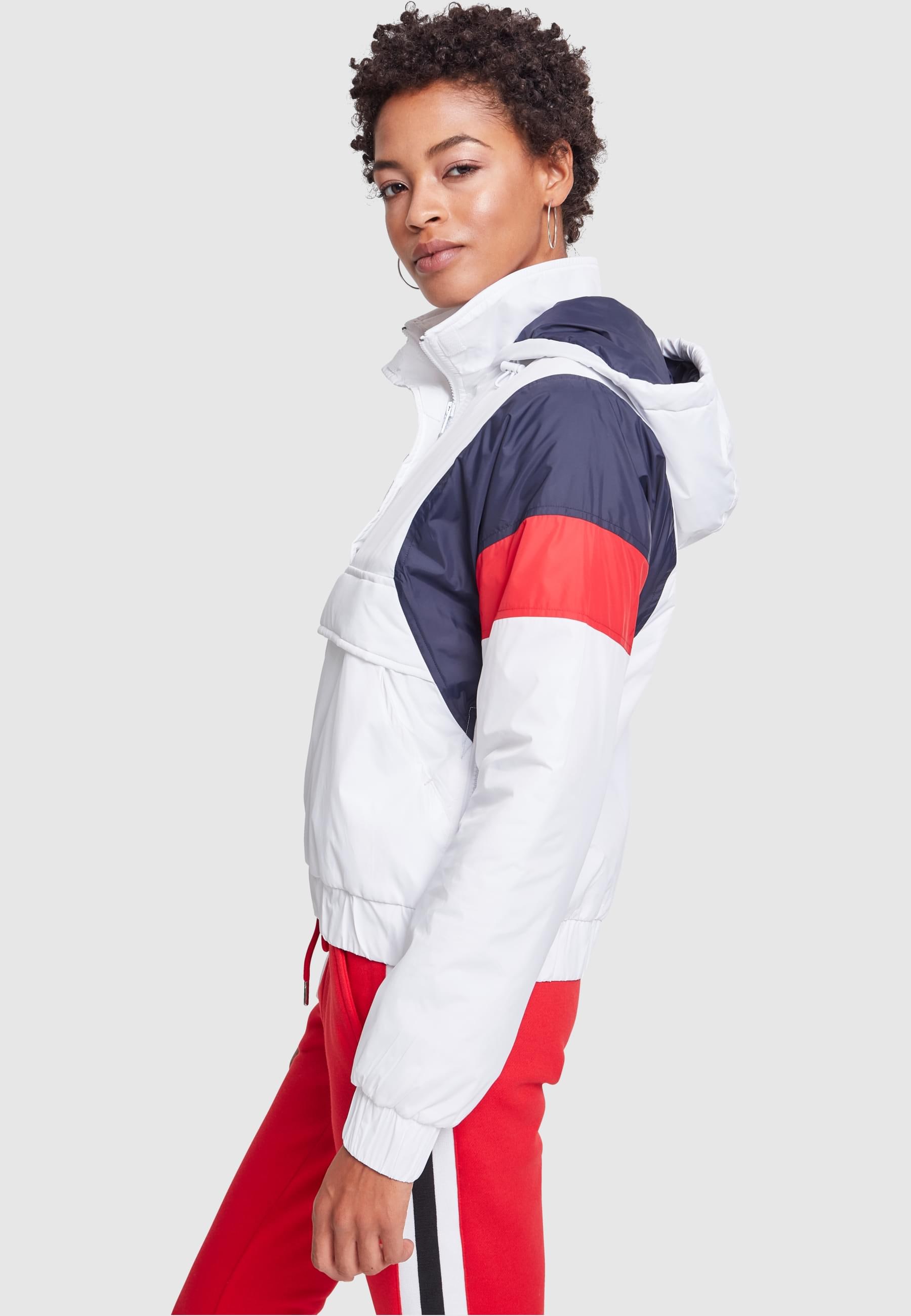 URBAN CLASSICS Allwetterjacke »Urban Classics Damen Ladies 3-Tone Padded Pull Over Jacket«, (1 St.), mit Kapuze