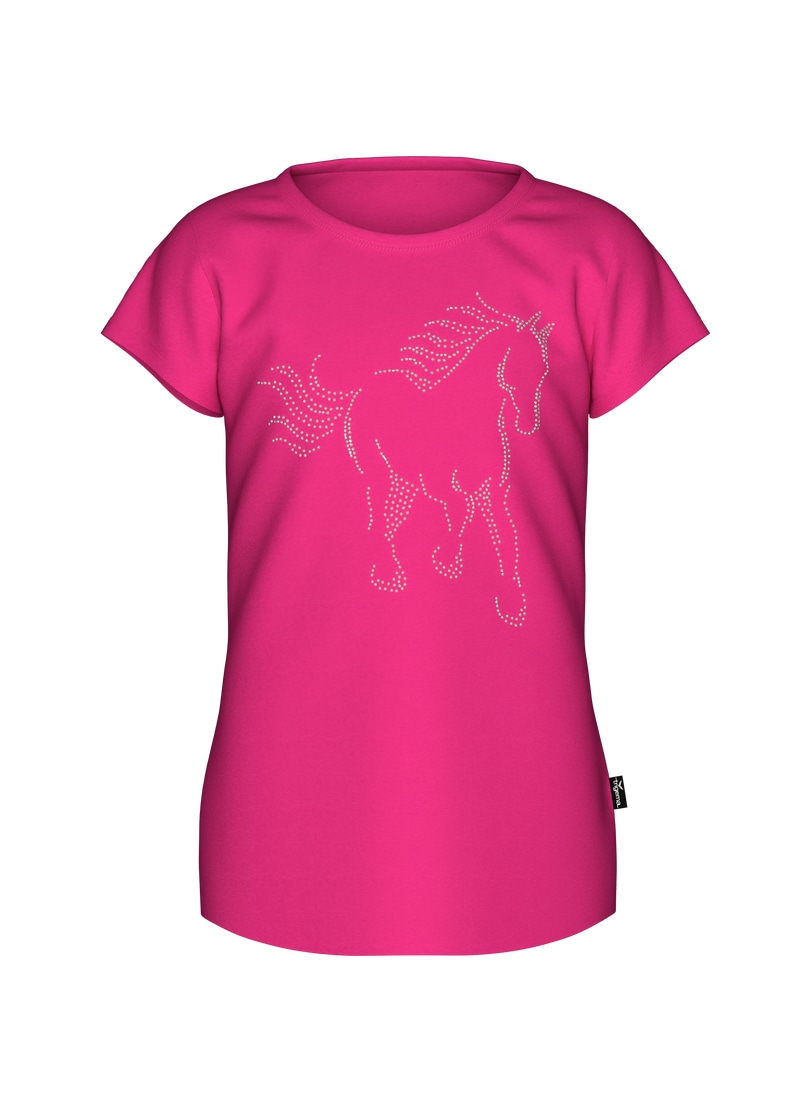 Trigema T-Shirt "TRIGEMA T-Shirt mit glitzerndem Pferde-Printmotiv" 1 Stk.