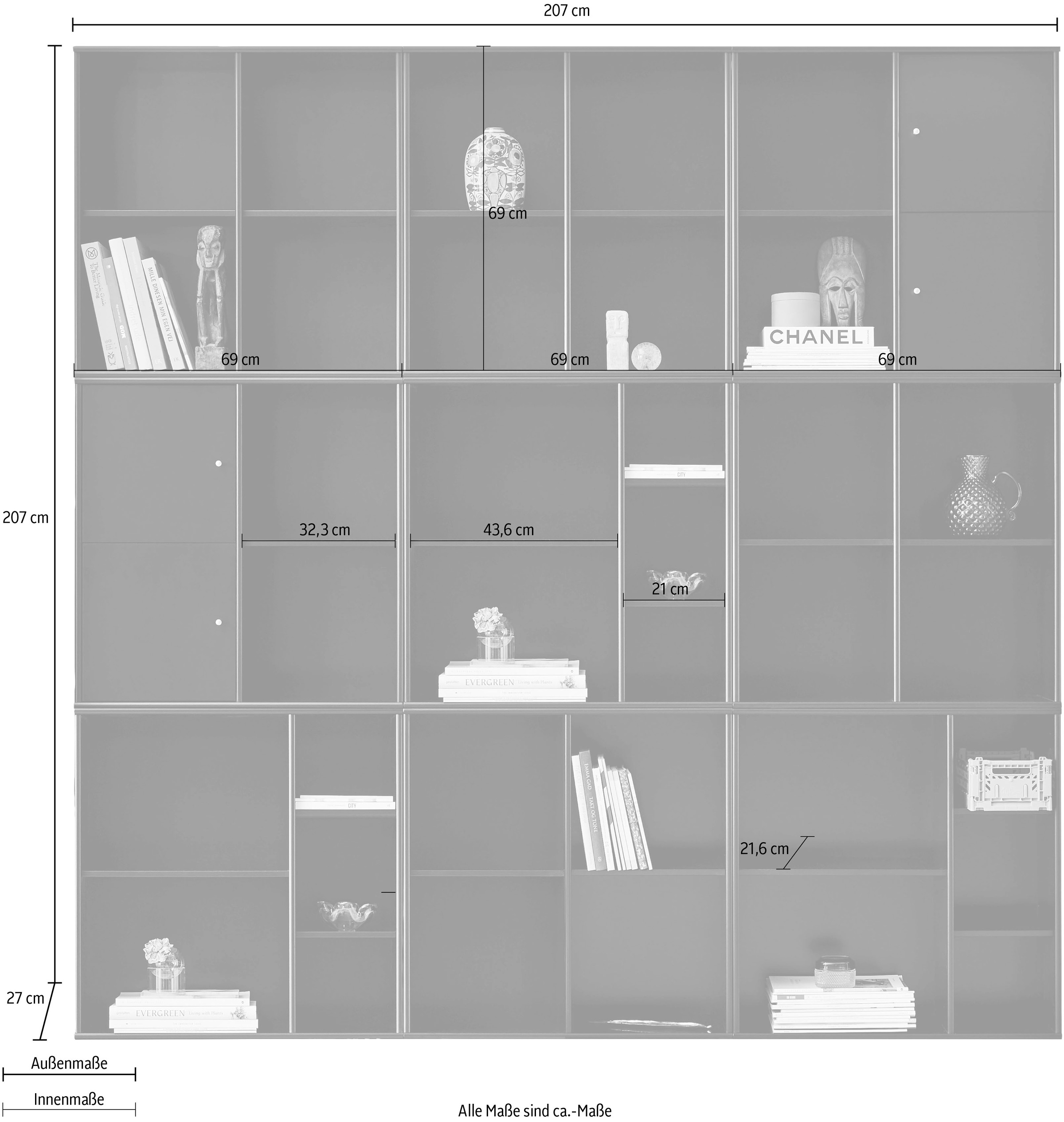 Hammel Furniture Bücherregal »Mistral Kubus«, Türenset, BAUR mit Kombination bestellen 2 aus 207cm Breite 9 | Modulen