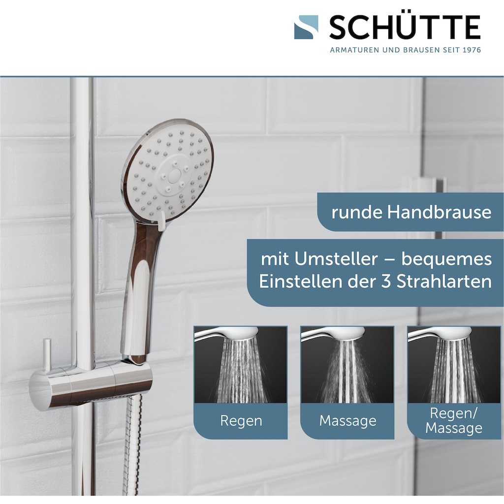 Schütte Handbrause »NAPOLI«, (Set), mit Schlauch, Handbrause mit 3 Strahlarten, Wassersparfunktion, Chrom