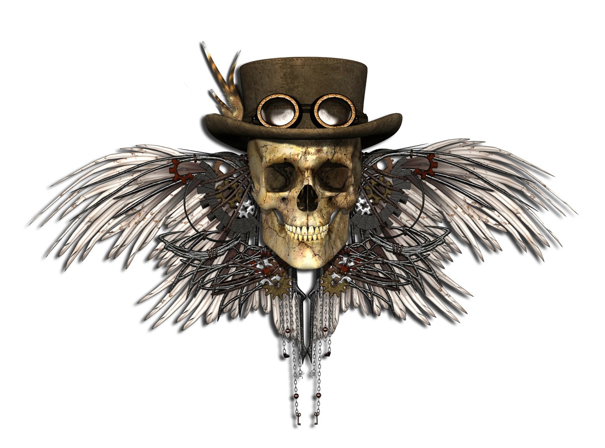 Papermoon Fototapete "Steampunk totenkopf"
