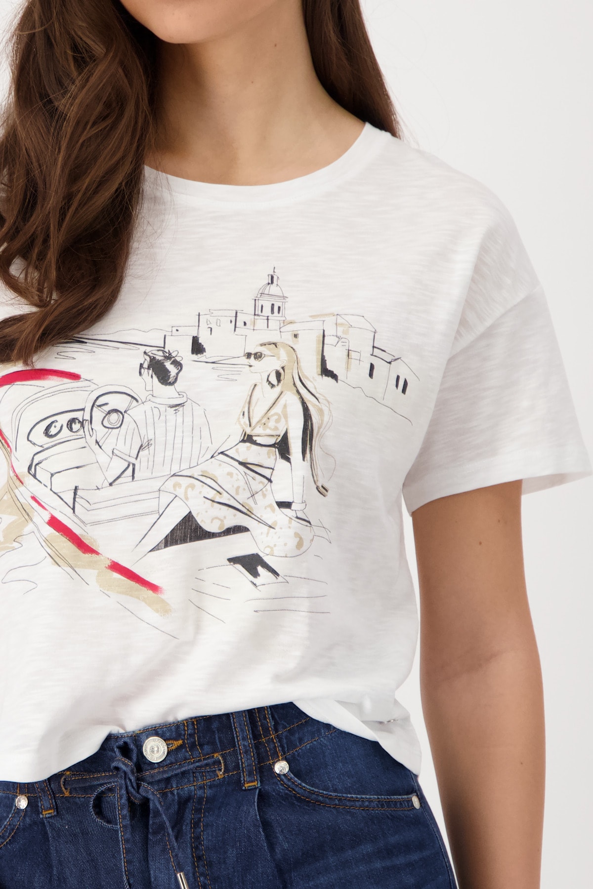 Monari T-Shirt »Shirt Frau + Boot Flamme«, Mit Rundhalsausschnitt
