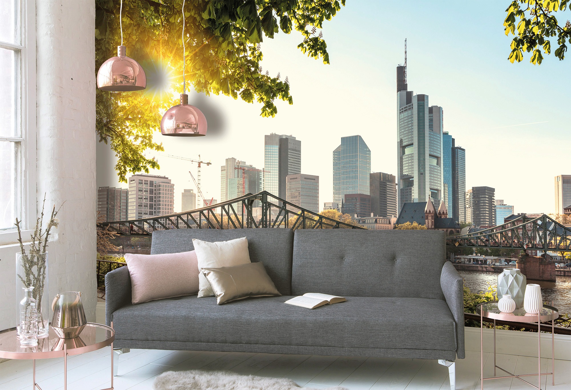 living walls Fototapete »Designwalls Frankfurt City«, Vlies, Wand, Schräge, Decke