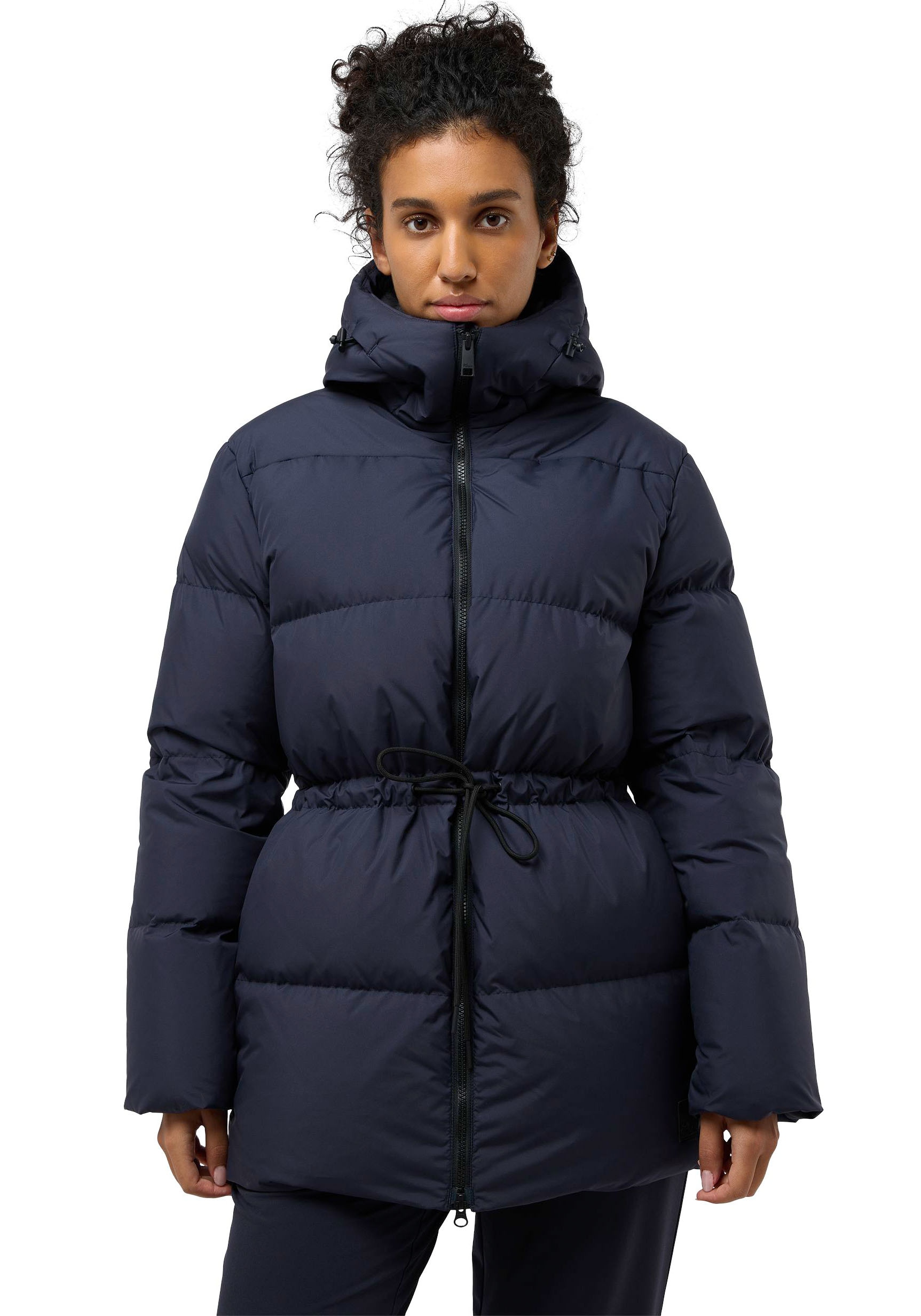 Jack Wolfskin Daunenjacke "KIRSCHALLEE" mit Kapuze mit Eingrifftaschen und Innentasche, winddicht, mit Kapuze