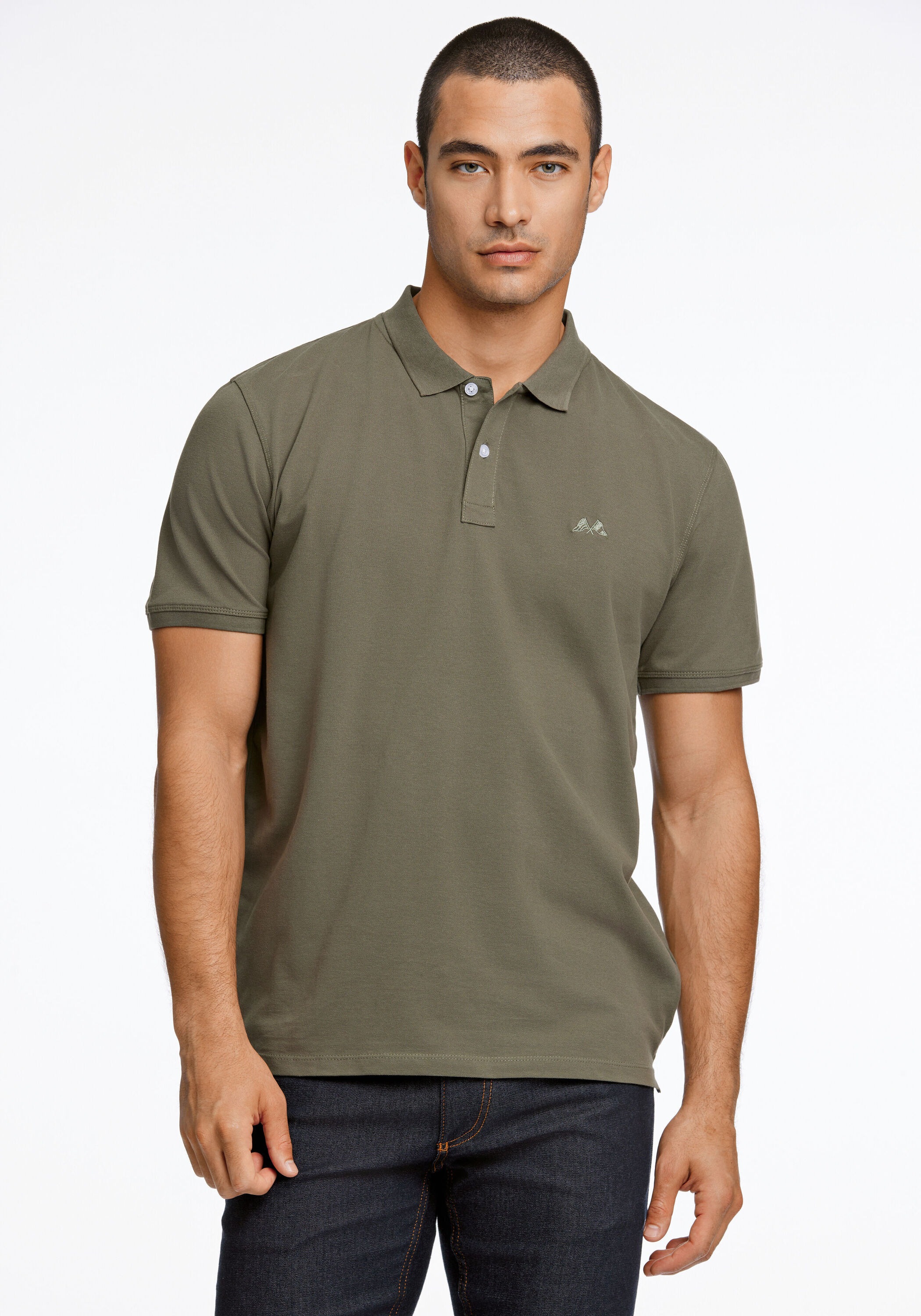 Poloshirt LINDBERGH "Poloshirt Relaxed Fit", Herren, Gr. 3XL, grün (army 223), Obermaterial: 95% Baumwolle, 5% Elasthan, unifarben, lässig geschnitten, Rundhals, Shirts
