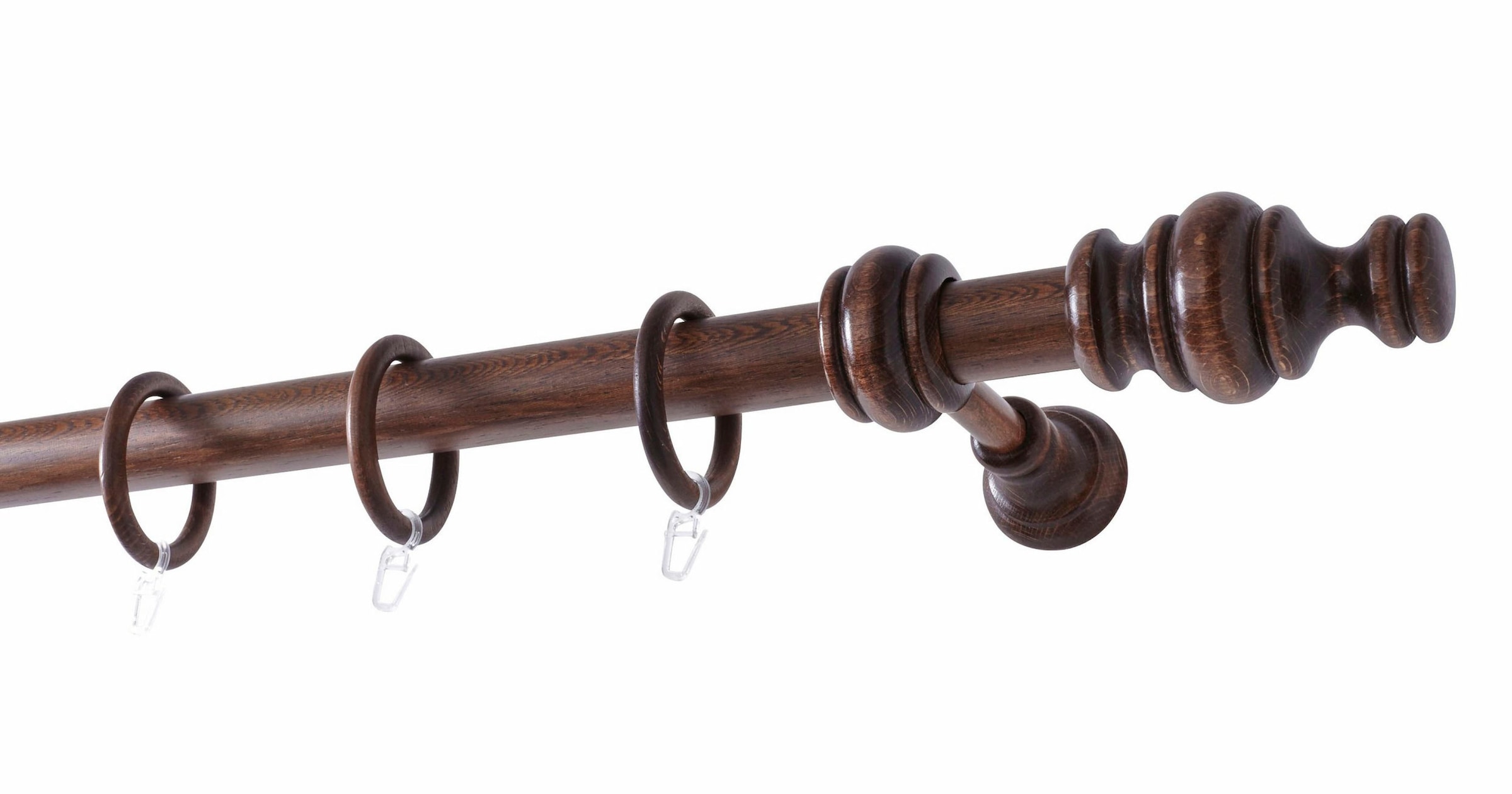 GARESA Gardinenstange "BAROCK", 1 läufig-läufig, Wunschmaßlänge, rustikale Vorhanggarnitur Holz, verlängerbar, mit Ringe