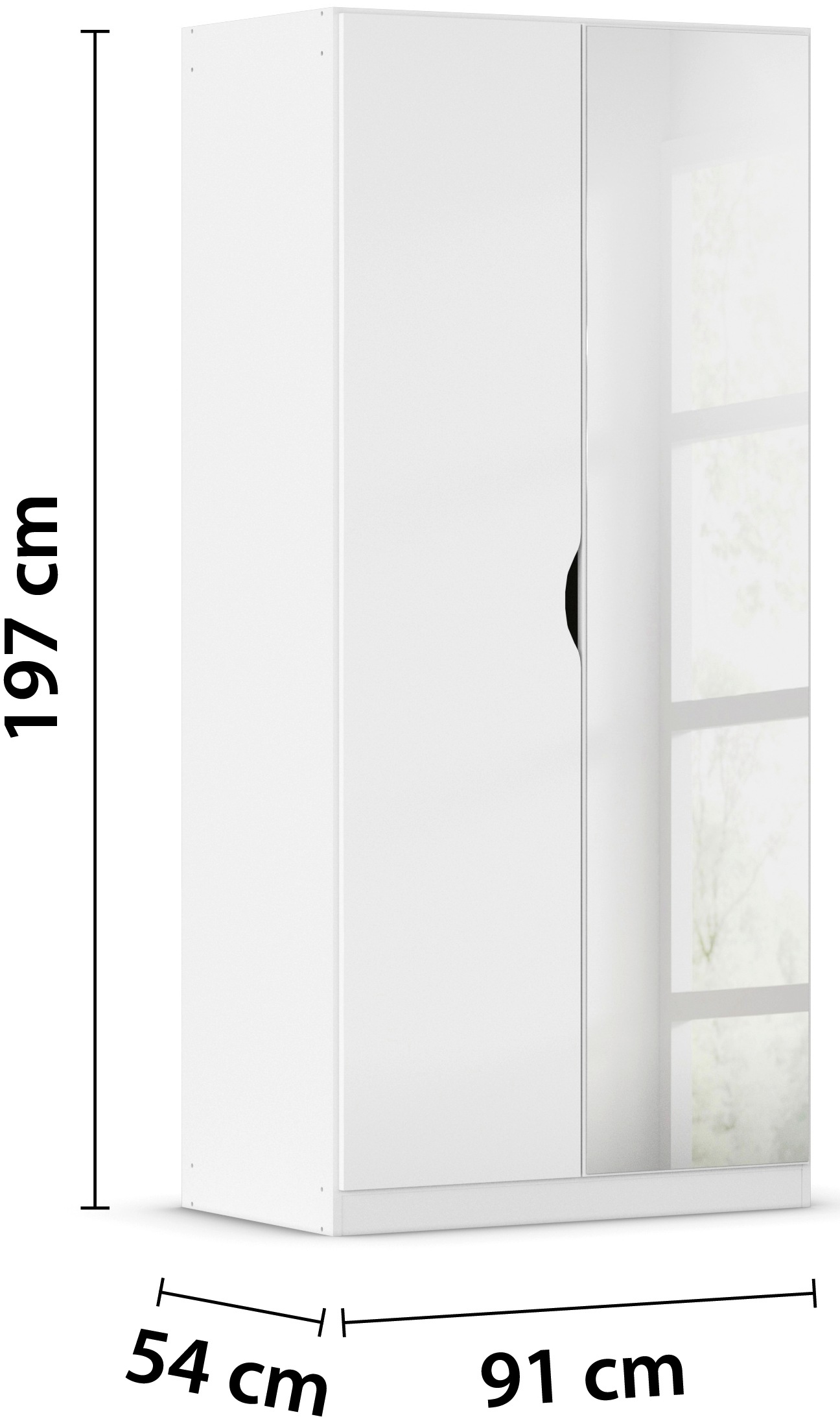 rauch Kleiderschrank »Freiham Drehtürenschrank Schrank Garderobenschrank Breite 91cm« Schlafzimmerschrank mit Spiegel und Griffmulden BESTSELLER