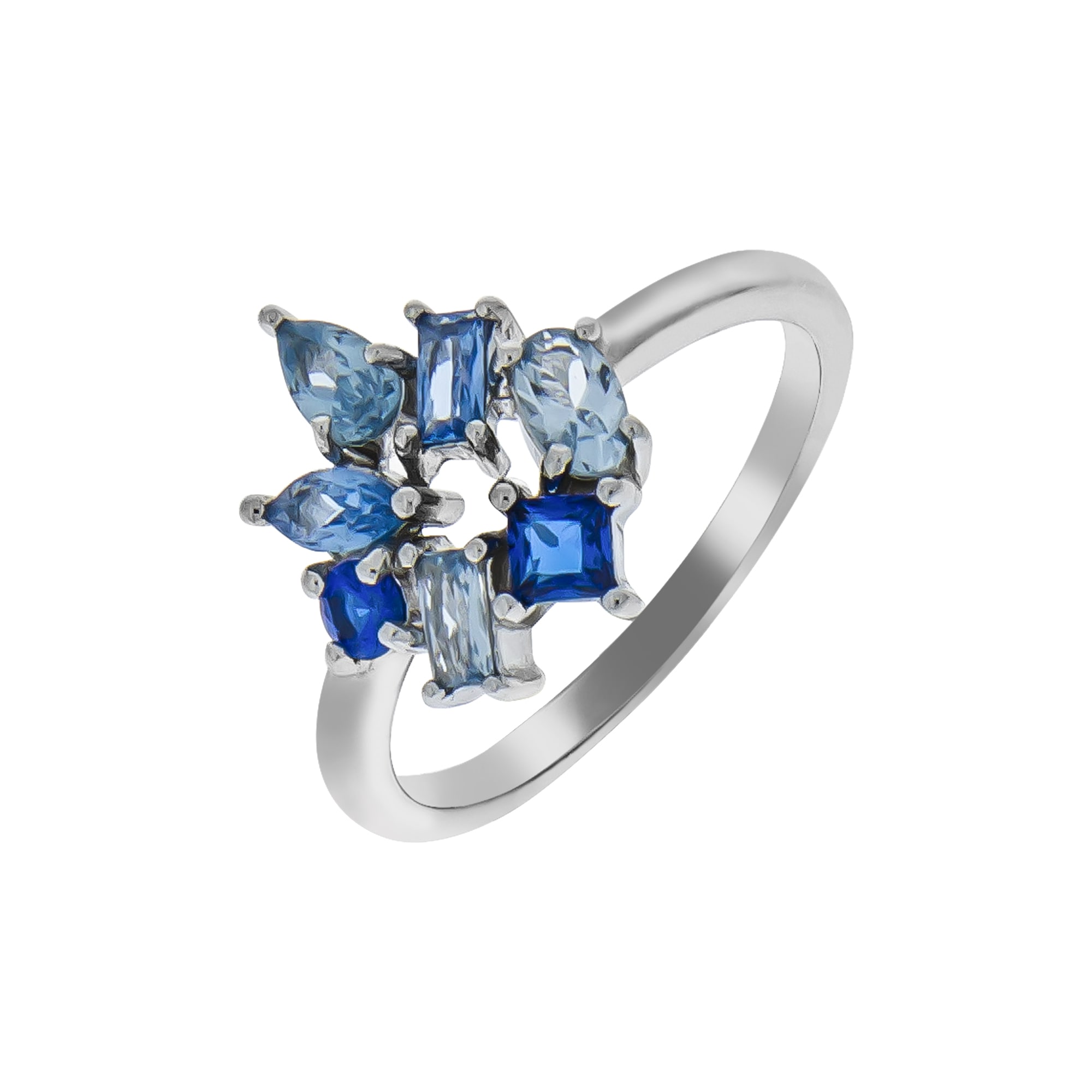 Fingerring »925/- Sterling Silber rhodiniert synth.Steine blau«