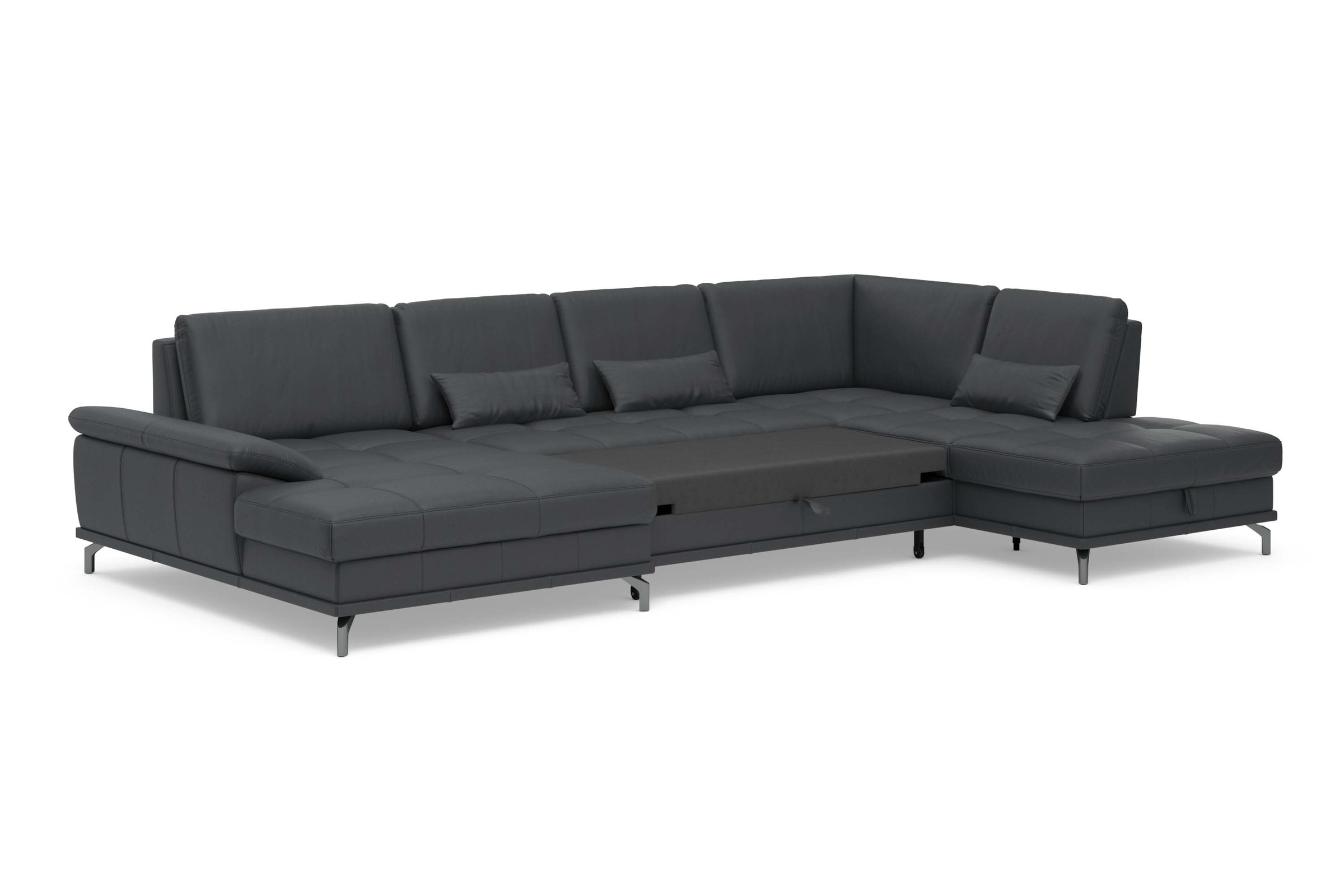 Places of Style Wohnlandschaft »Costello U-Form, mit Sitztiefenverstellung, Armteilverstellung und«, 3 Nierenkissen, optional Bettfunktion und Bettkasten