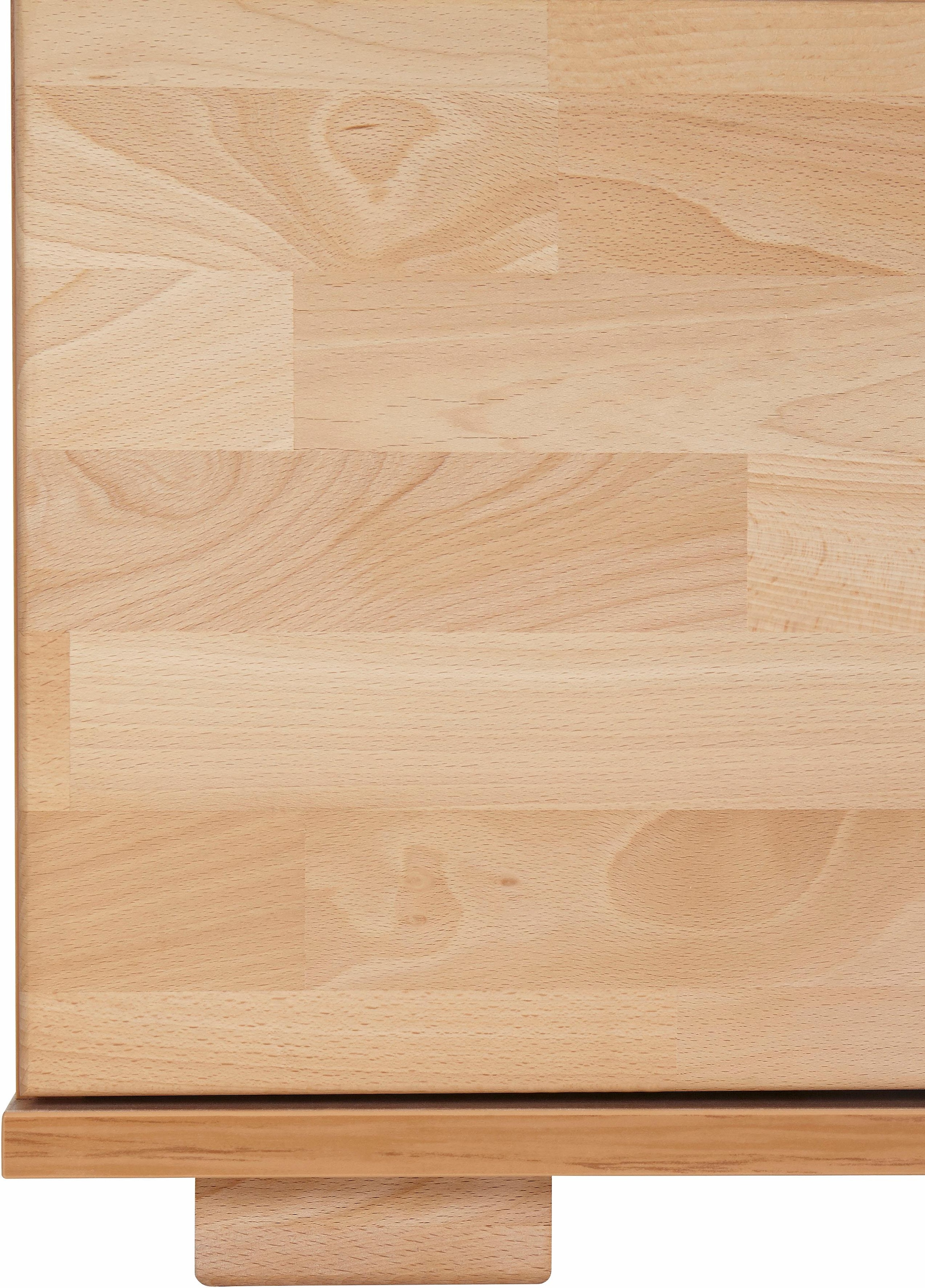 Home affaire Sideboard »Vetro,150cm breit,40 cm tief, Fronten Massivholz,6 Fächer«, Kernbuche massiv, Holzwerkstoff, 3Türen,3 Schubladen, Griffmulden