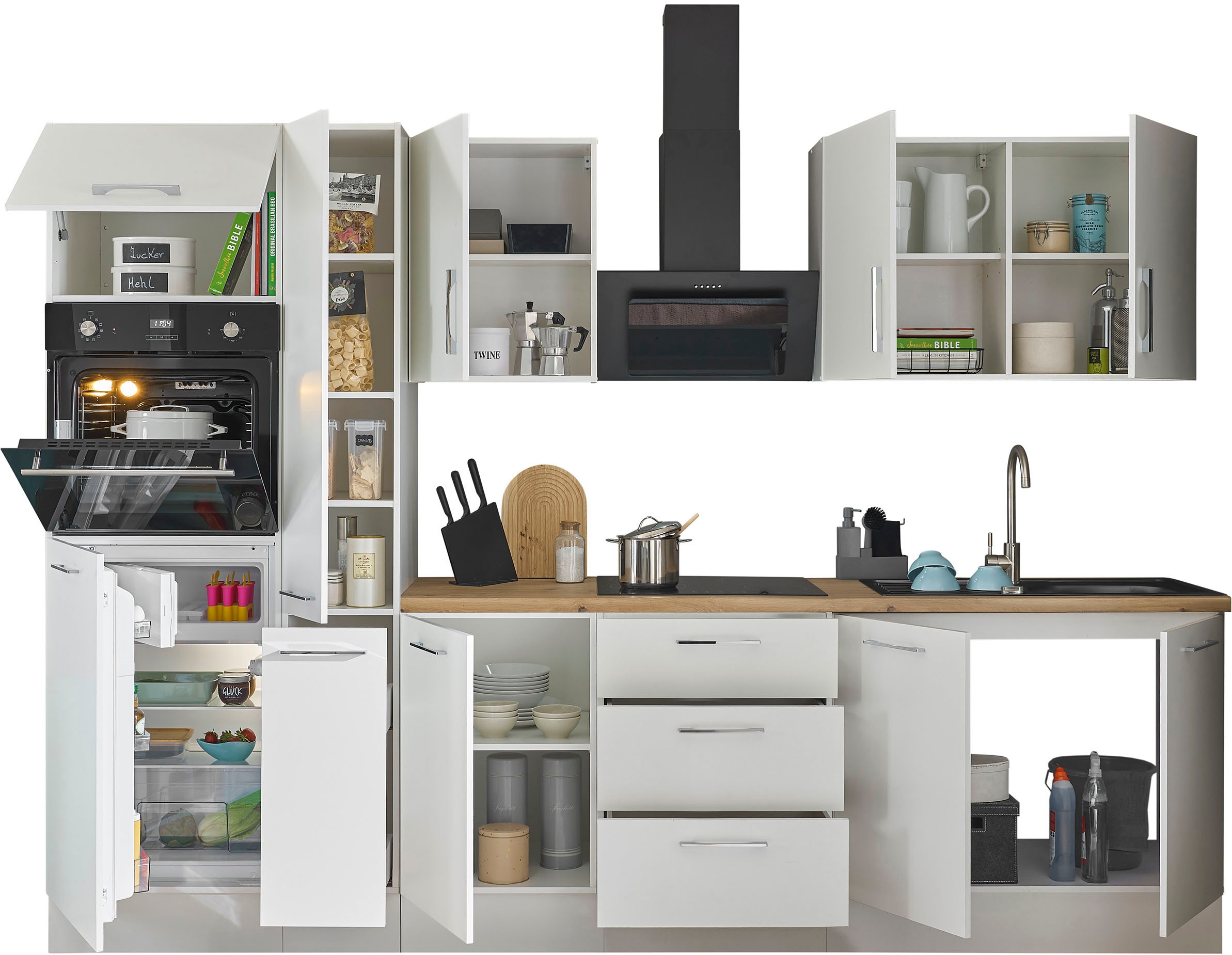 BASIC by Balculina Küchenzeile »Turin«, Breite 300 cm, wahlweise mit E-Geräten