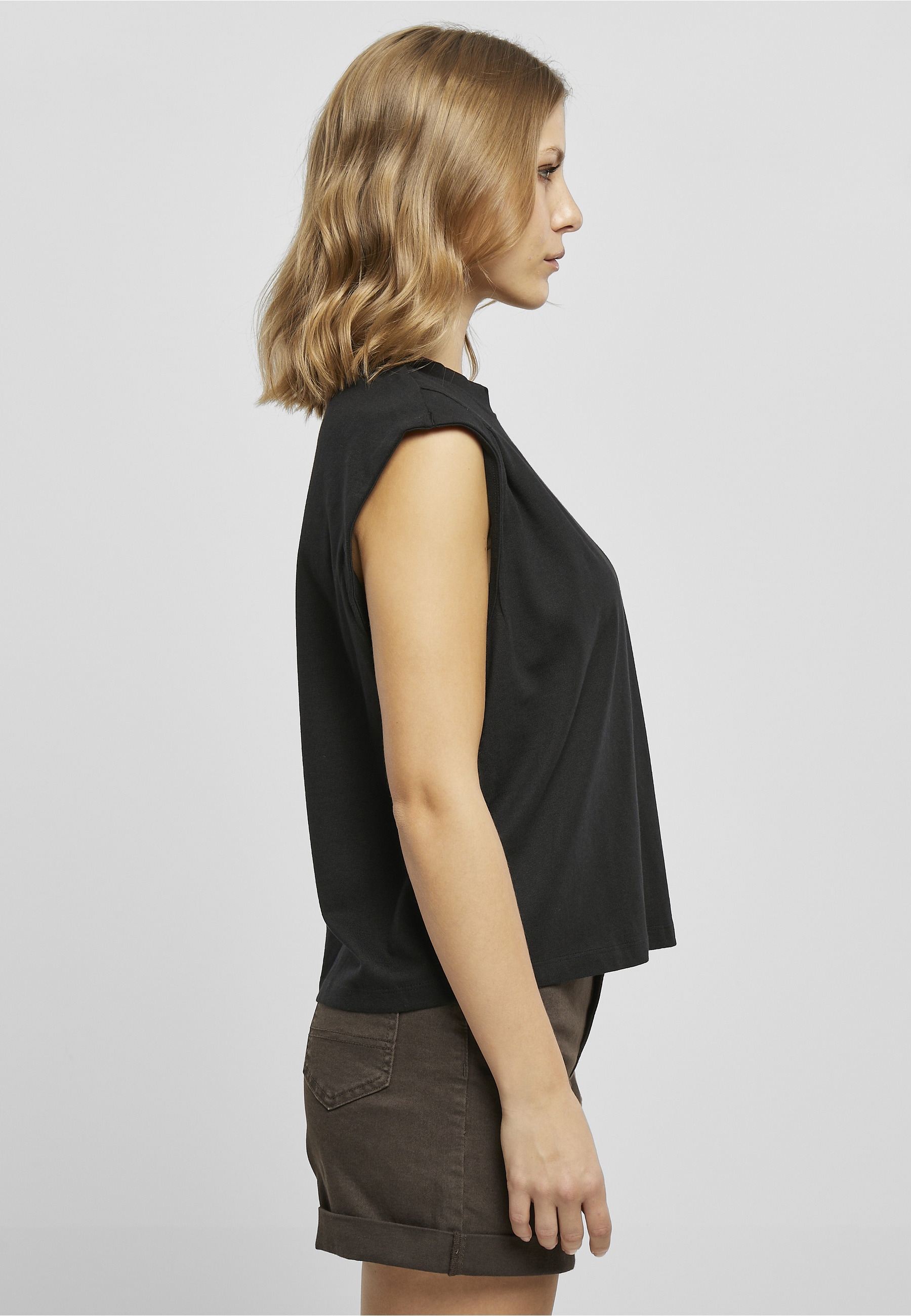 URBAN CLASSICS T-Shirt »Urban Classics Damen Ladies Organic Heavy Pleated Shoulder Top« 1 Stk.