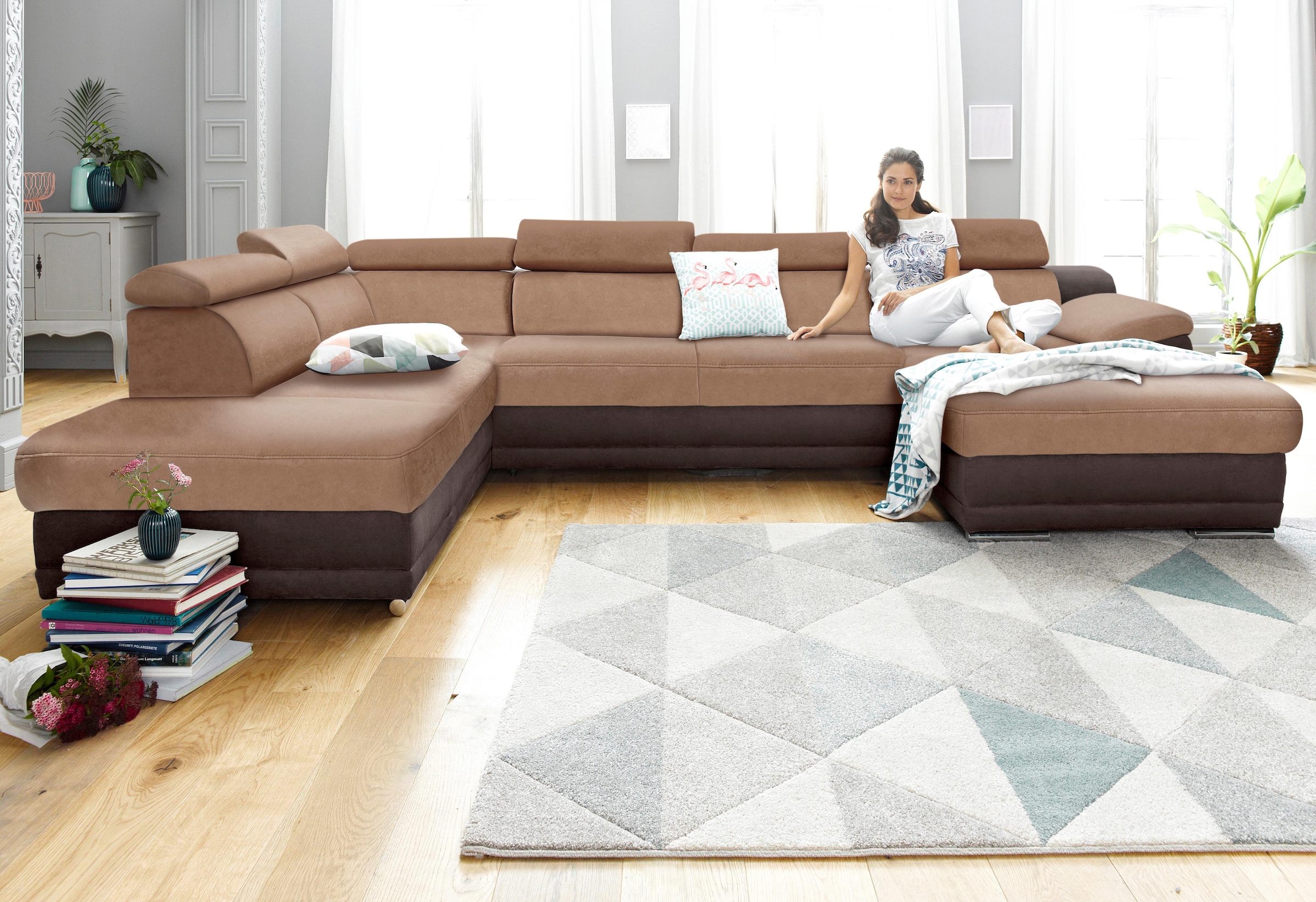 sit&more Wohnlandschaft "Xenia U-Form" wahlweise mit Schlaffunktion