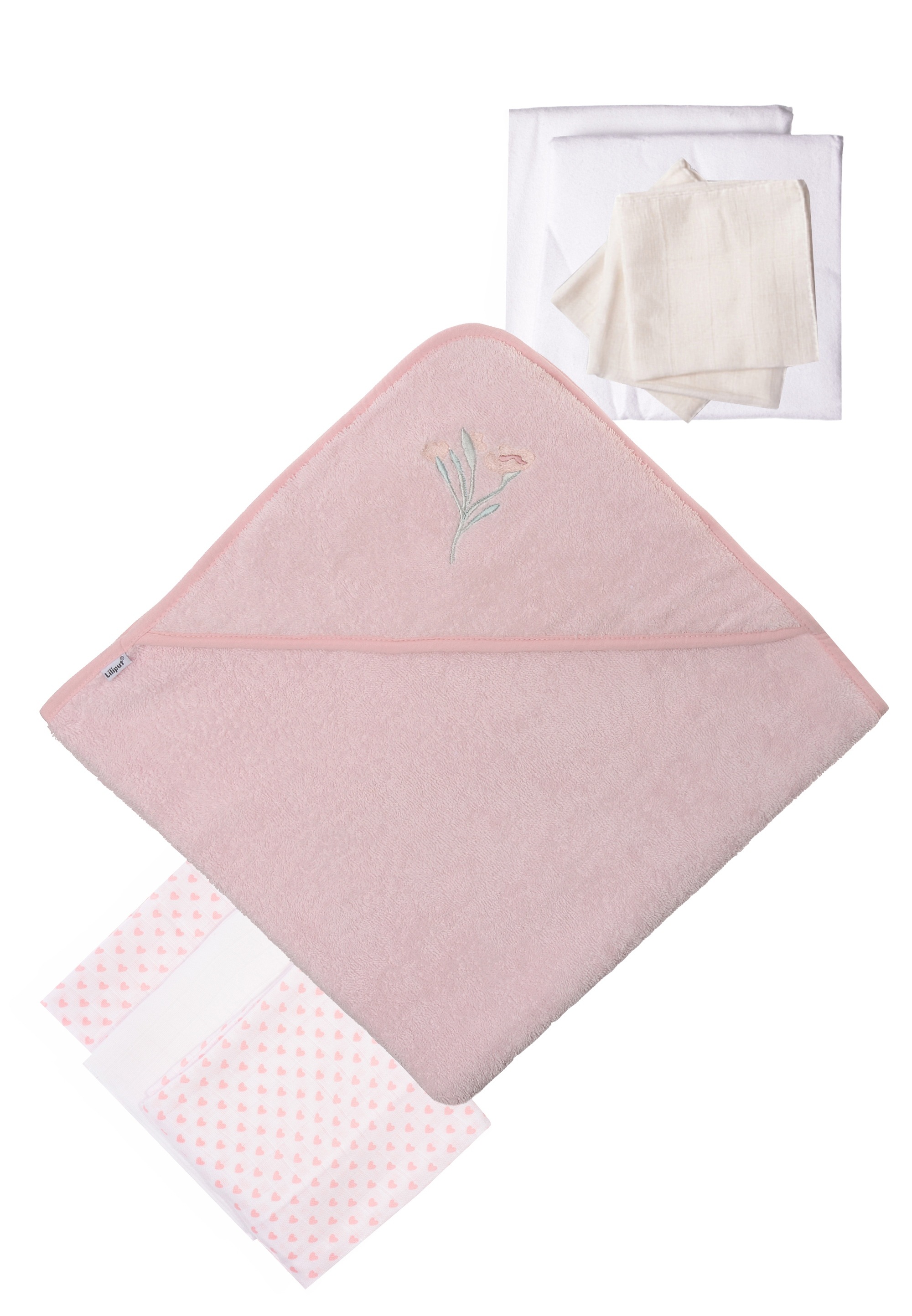 Liliput Erstausstattungspaket »Blume« 9-teilig mit saugfähigem Frottee-Kapuzenbadetuch