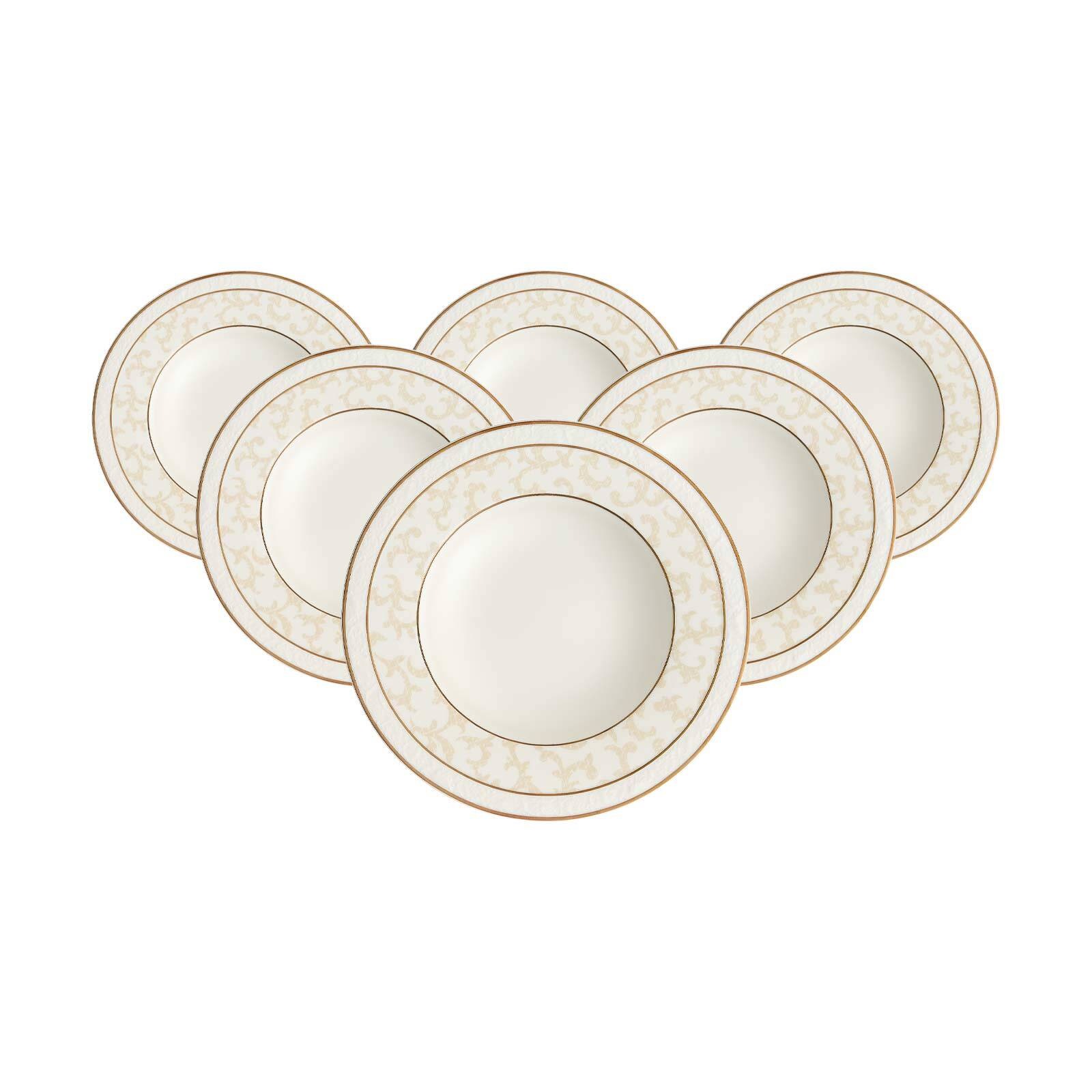 Villeroy & Boch Suppenteller "Suppenteller Ivoire ø 24,8 cm 6er Set weiß-gold"
