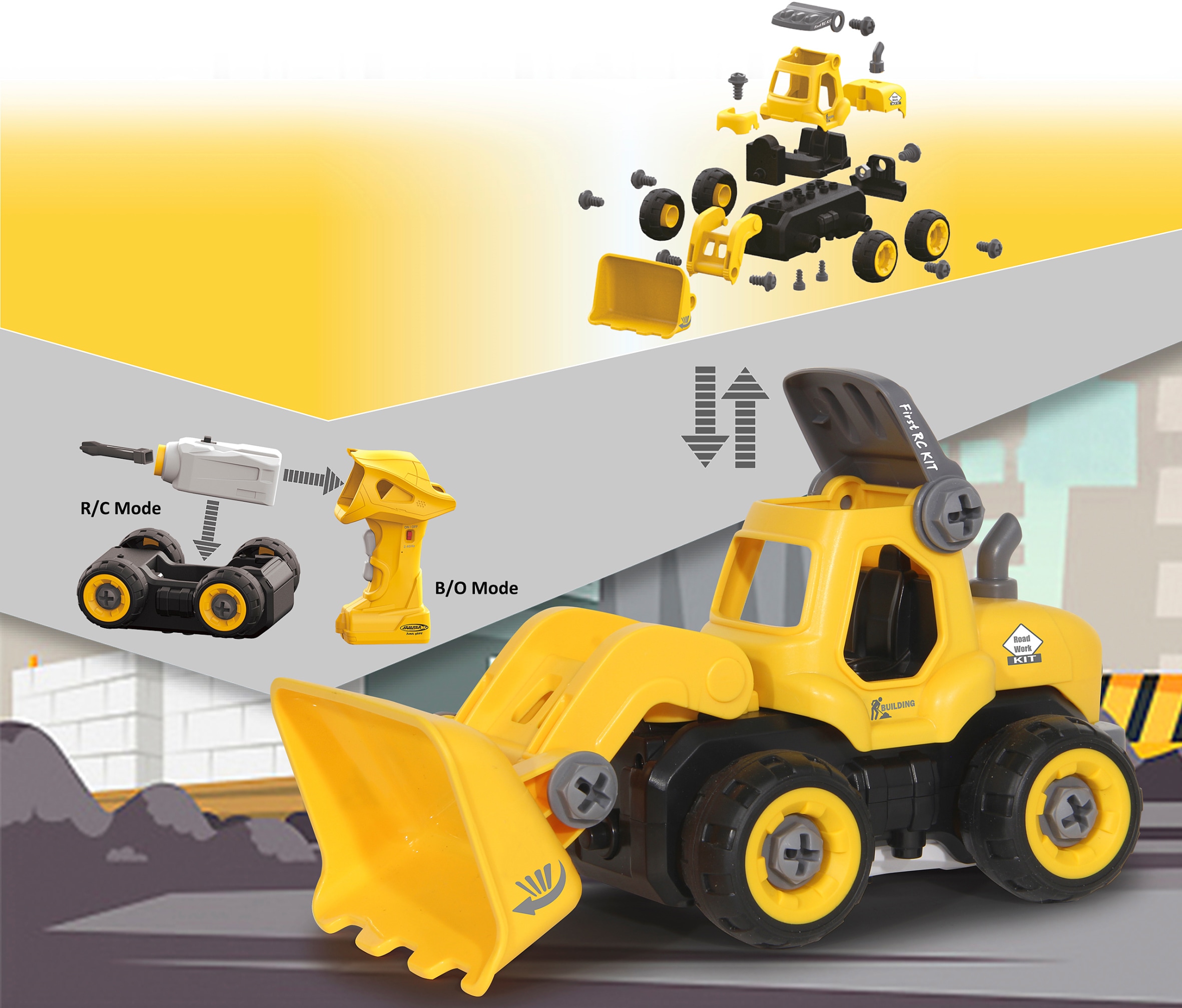 Jamara RC-Bagger »First RC - Radlader«, (27 tlg.), mit Akkuschrauber
