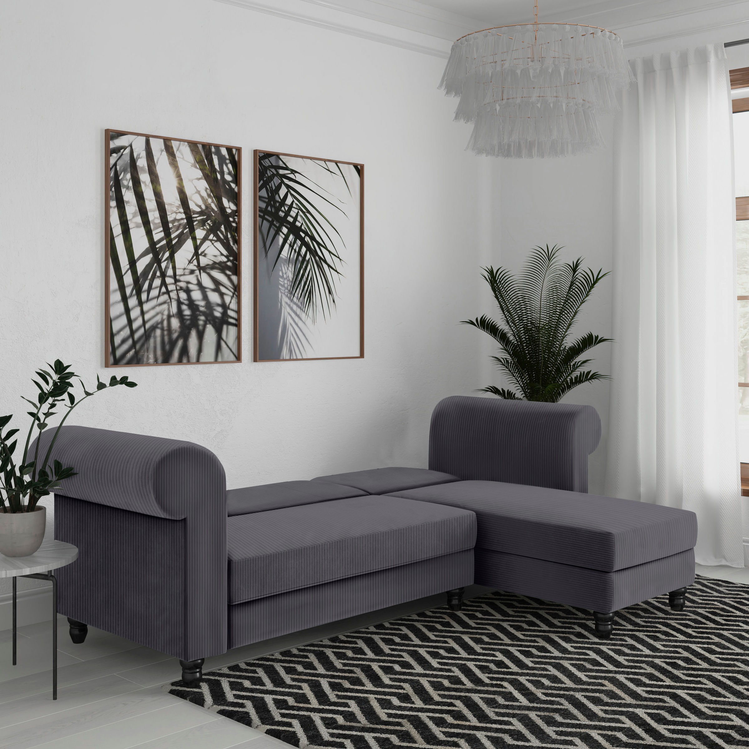 Dorel Home Ecksofa »Felix II, L-Form, Schlafsofa 241cm (Liegefl. 108/195 cm),«, verstellb. Rückenlehne, Recamiere wechselbar, Cord