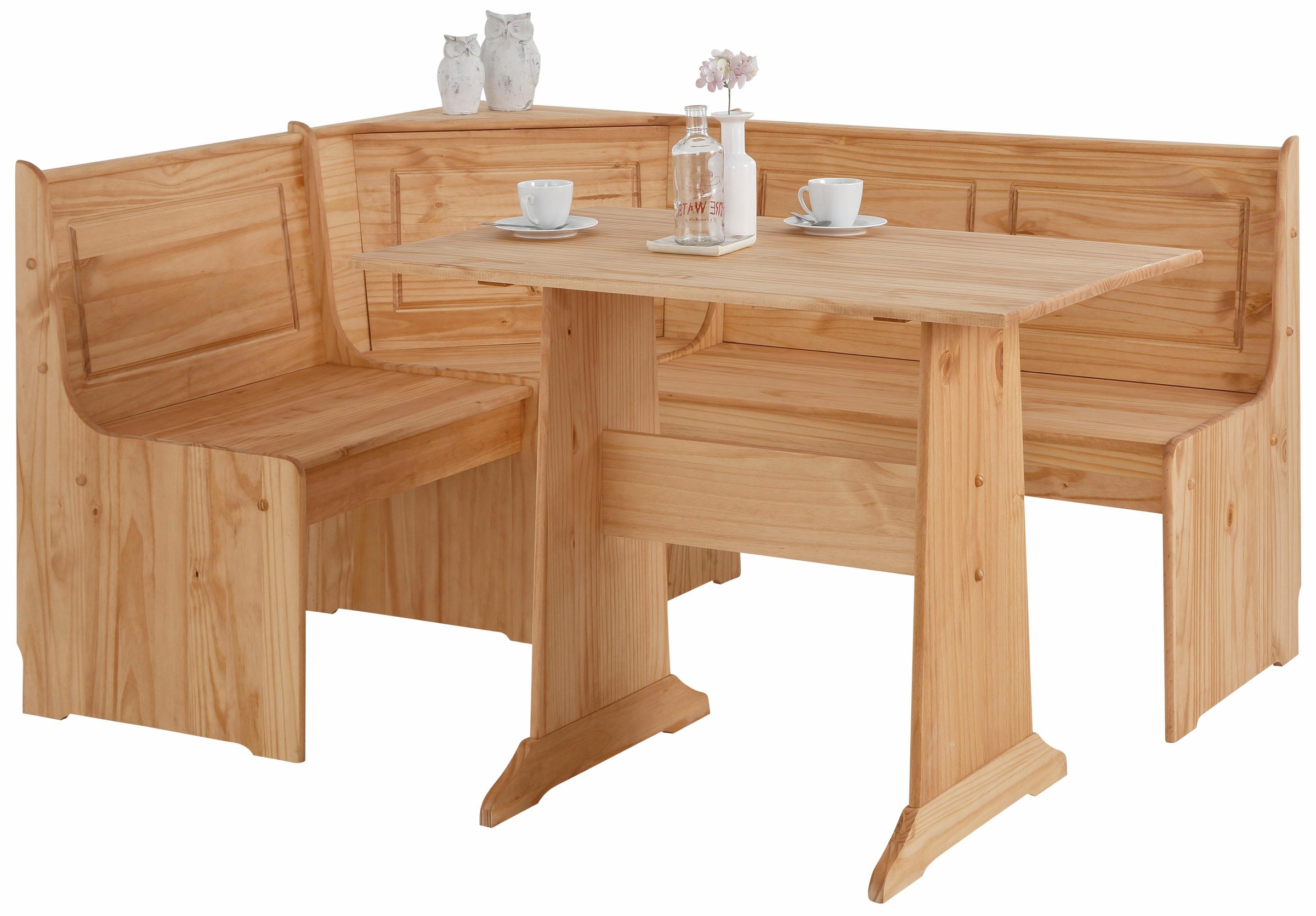 OTTO home Essgruppe "Sascha" 2 Stk. tlg. aus massivem Kiefernholz, bestehend aus einer Truhen-Eckbank + Tisch