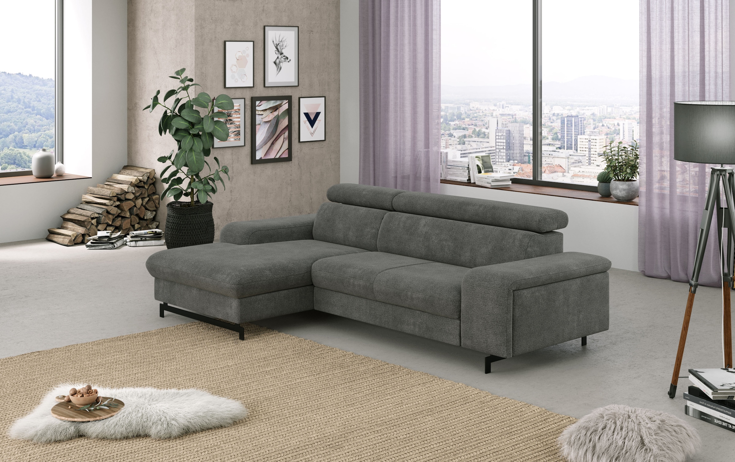 COTTA Ecksofa "Emma L-Form, B: 267 cm" mit Kopfteilverstellung, optional Schlaffunktion & Bettkasten