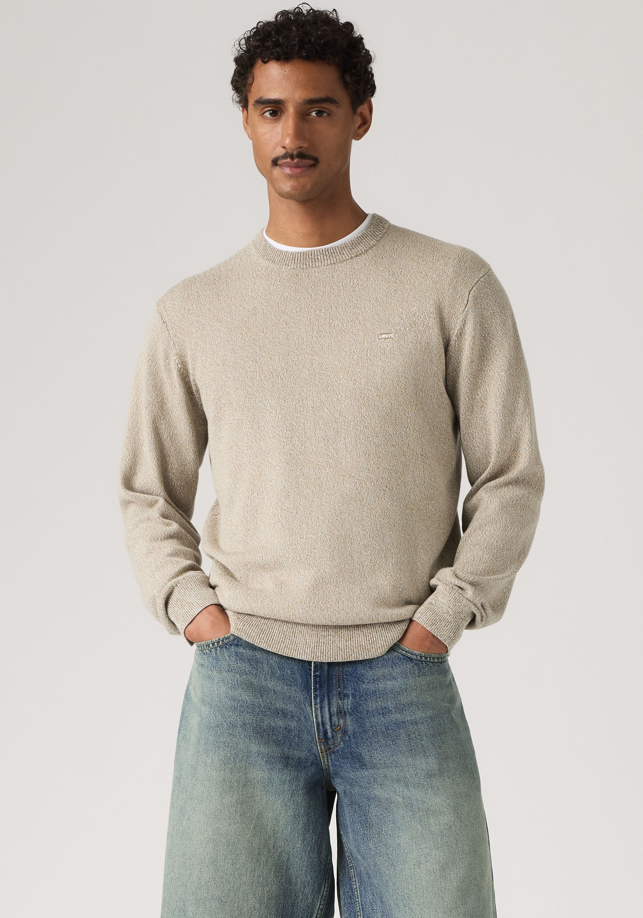 Levis Rundhalspullover "LIGHTWEIGHT HM SWEATER" Feingerippte Abschlüsse