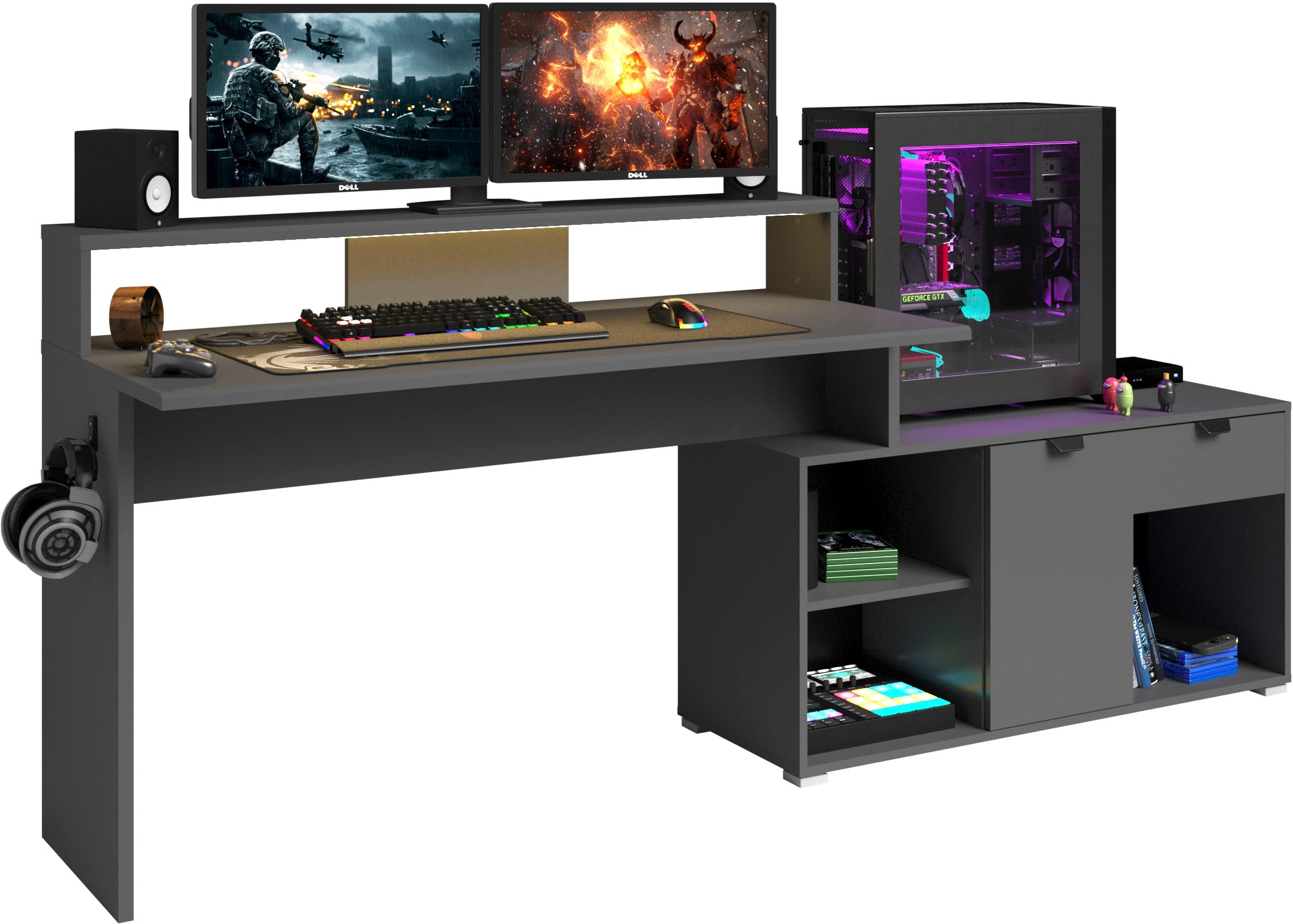 Gamingtisch PARISOT, B:134cmgrau, grau, Tische, "Work 11"