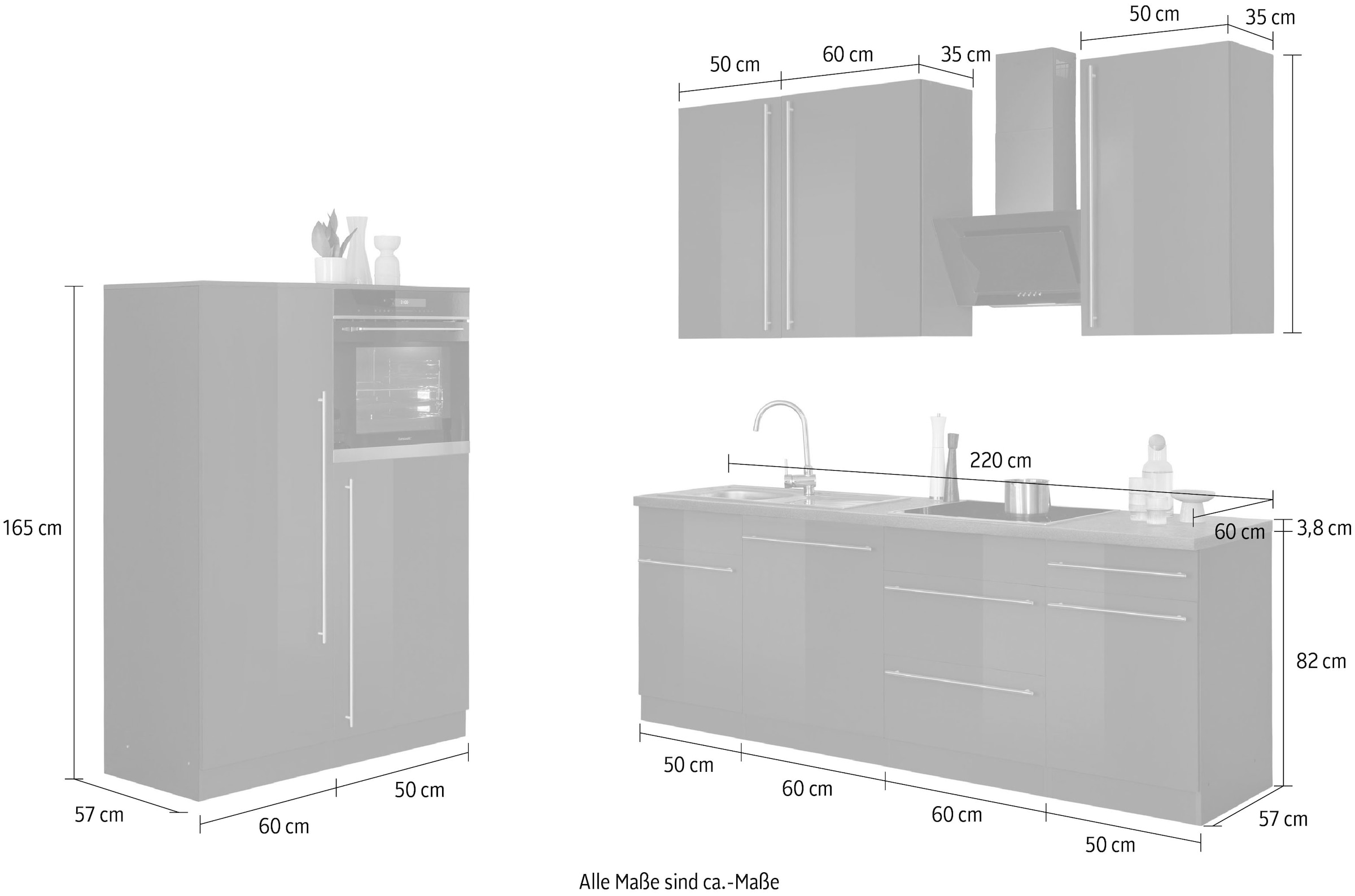 wiho Küchen Küche »Chicago«, Breite 330 cm, mit Hanseatic-E-Geräten  bestellen | BAUR