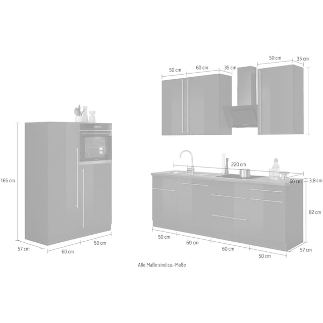 Küche wiho Küchen 330 Breite »Chicago«, cm, mit Hanseatic-E-Geräten bestellen | BAUR