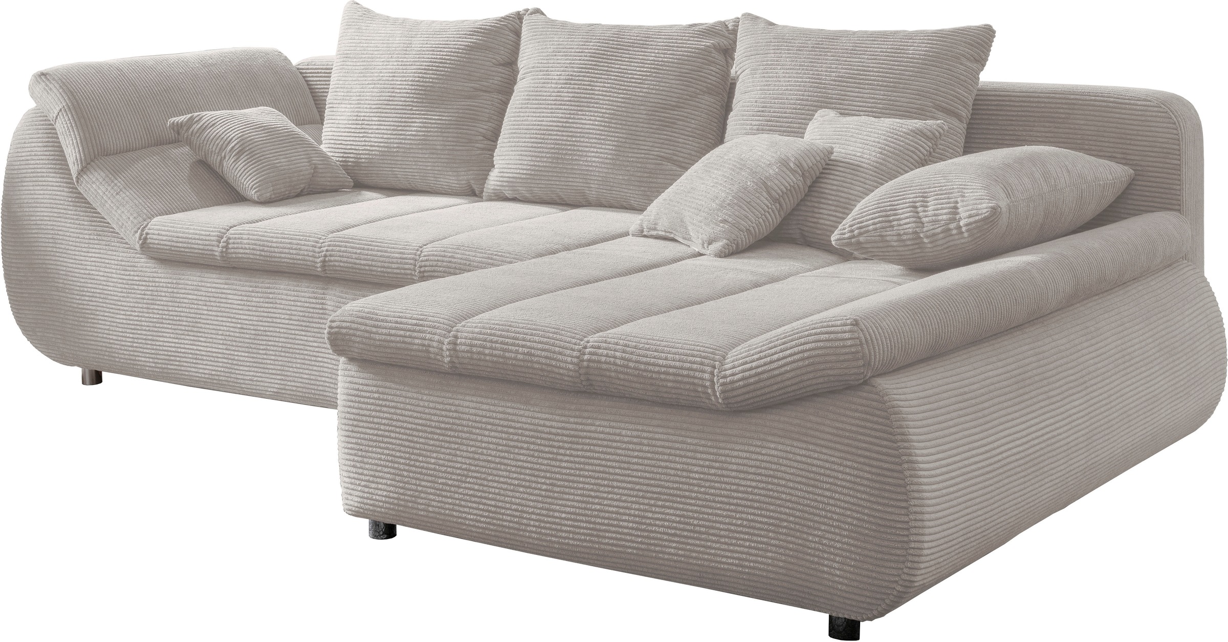 Ecksofa HOME AFFAIRE "Imola, bequem, aktuelle Steppung im Sitz, L-Form, Breite 270cm", silber, B:270cm H:90cm T:170cm, Microfaser PRIMABELLE (100% Polyester) / Struktur (82% Polyester, 9% Viscose, 7% Baumwolle, 2% Nylon);Kunstleder SOFTLUX / Struktur (82% 3