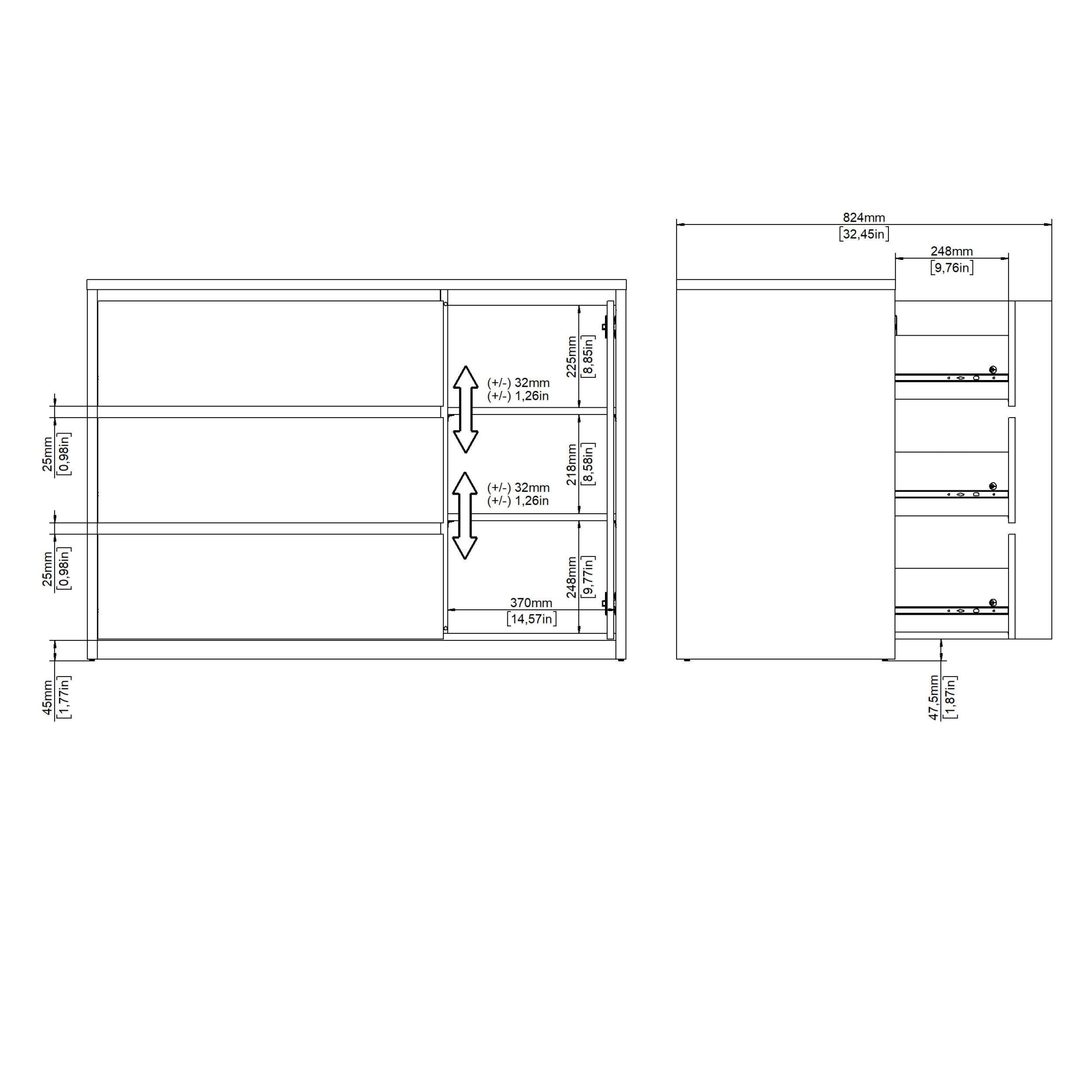 Home affaire Sideboard »Next Sideboard mit 1 Tür und 3 Schubladen« Tiefe Bauweise für mehr Stauraum