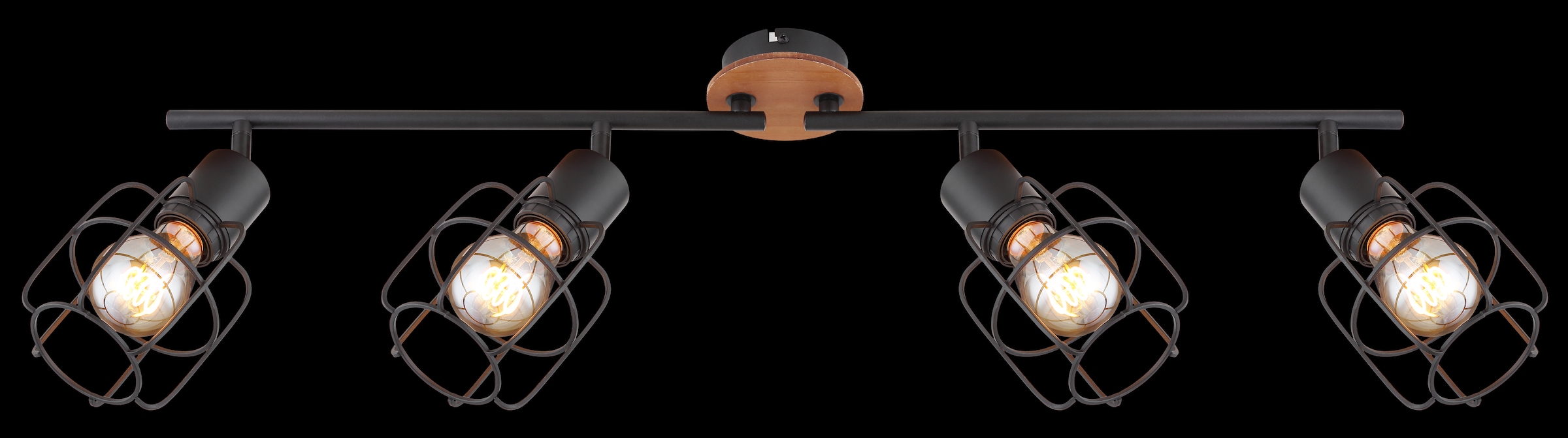 GLOBO LIGHTING Deckenstrahler »WILLA«, Leuchtmittel E27 | ohne Leuchtmittel, Deckenspot/Holz/schwarz/beweglich/Flur/Wohnzimmer/Schlafzimmer