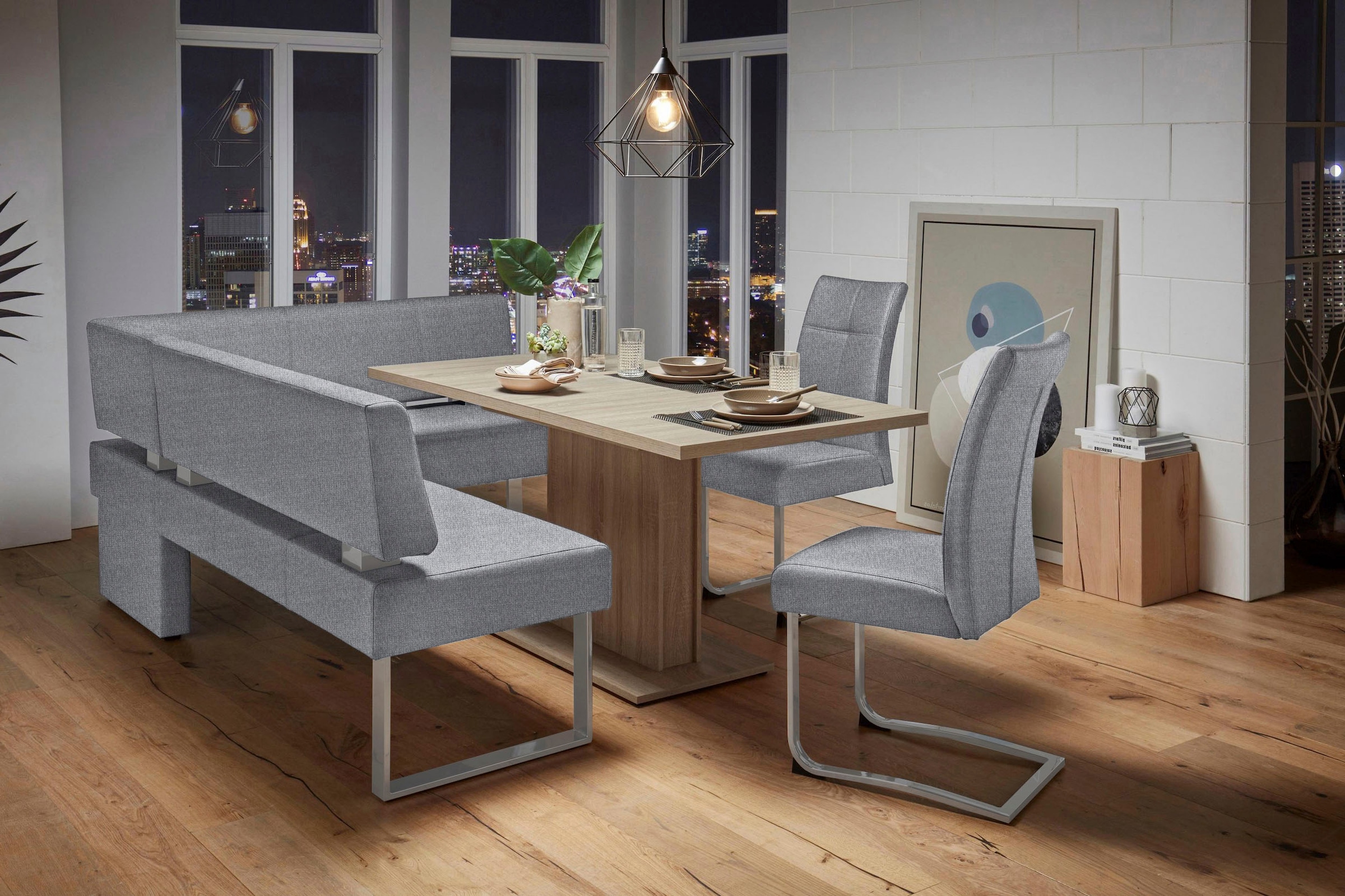 OTTO Home Rab Corner Bench Gray Polyester 200x160x88cm