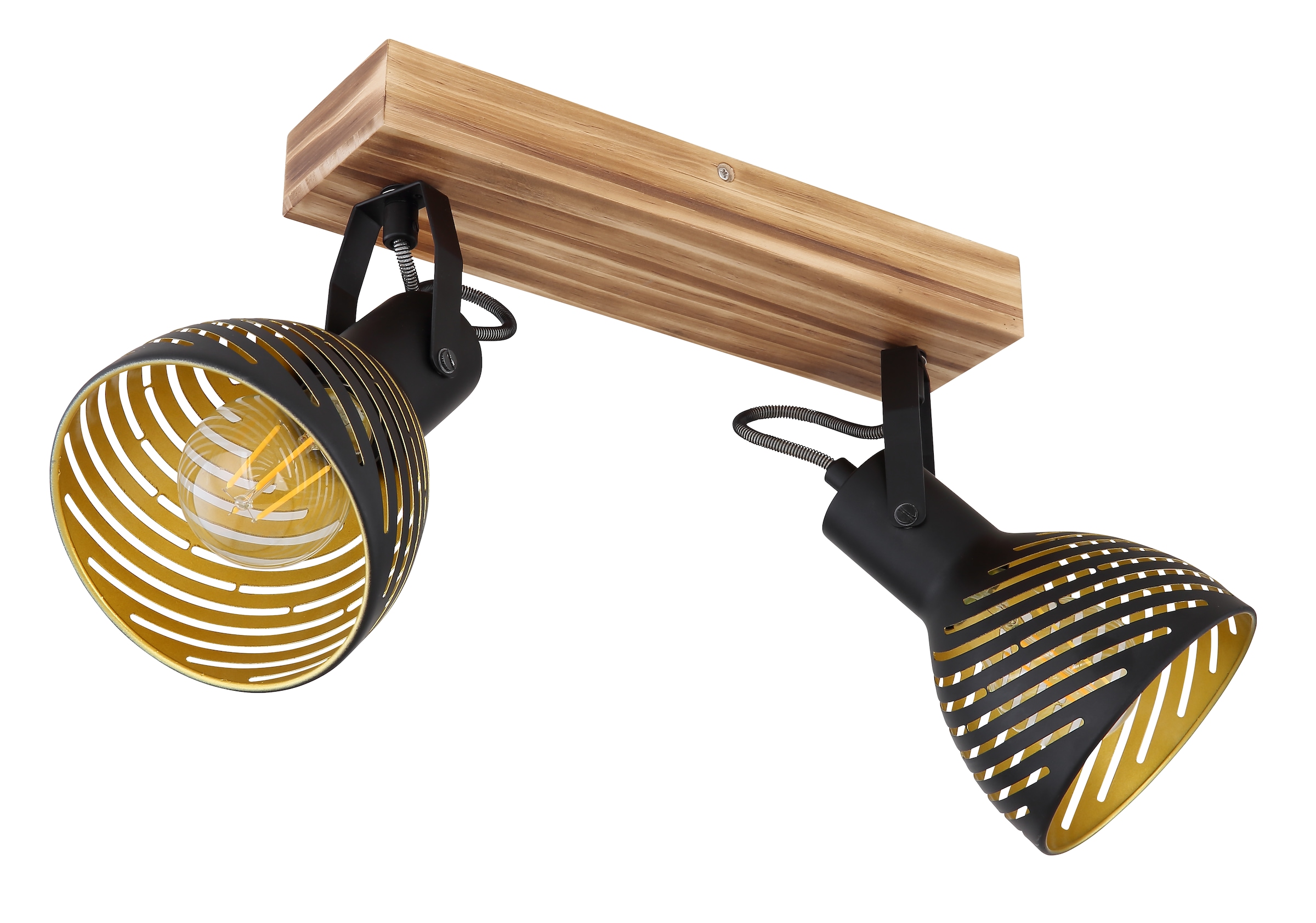 GLOBO LIGHTING Deckenstrahler »LENNA«, Leuchtmittel E27 | ohne Leuchtmittel, Deckenspot/Holz/goldfarben/Dekorschlitze/Flur